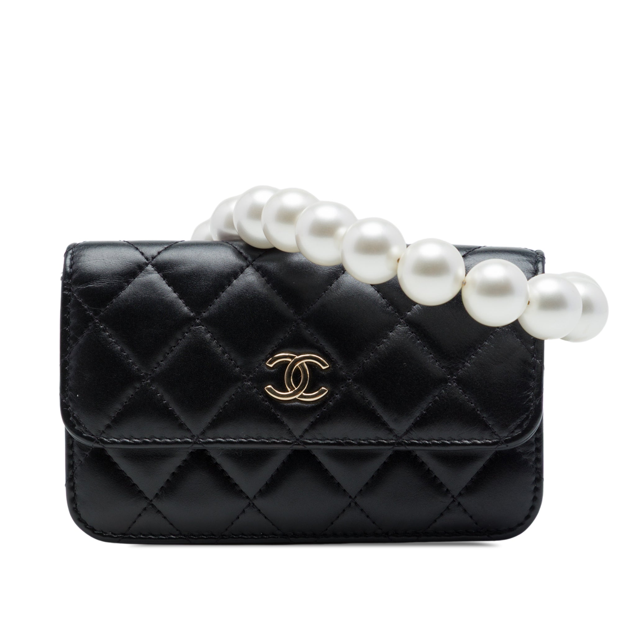 Chanel Quilted Calfskin Maxi Pearls Clutch With Chain - image 1
