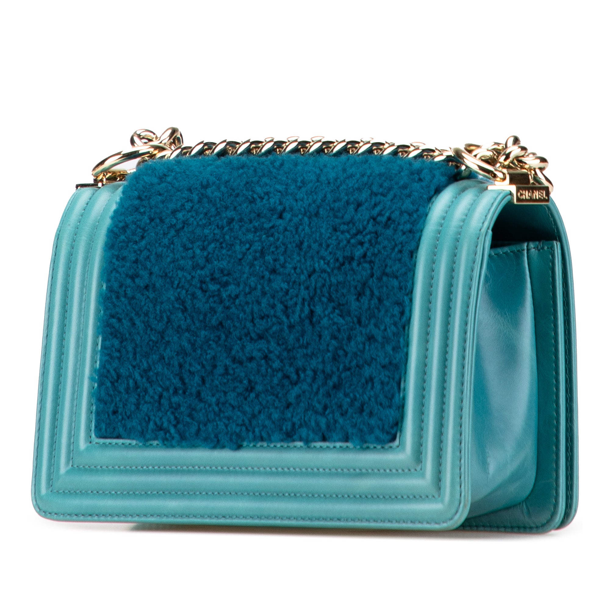 Chanel Small Bicolor Shearling Boy Flap - image 2