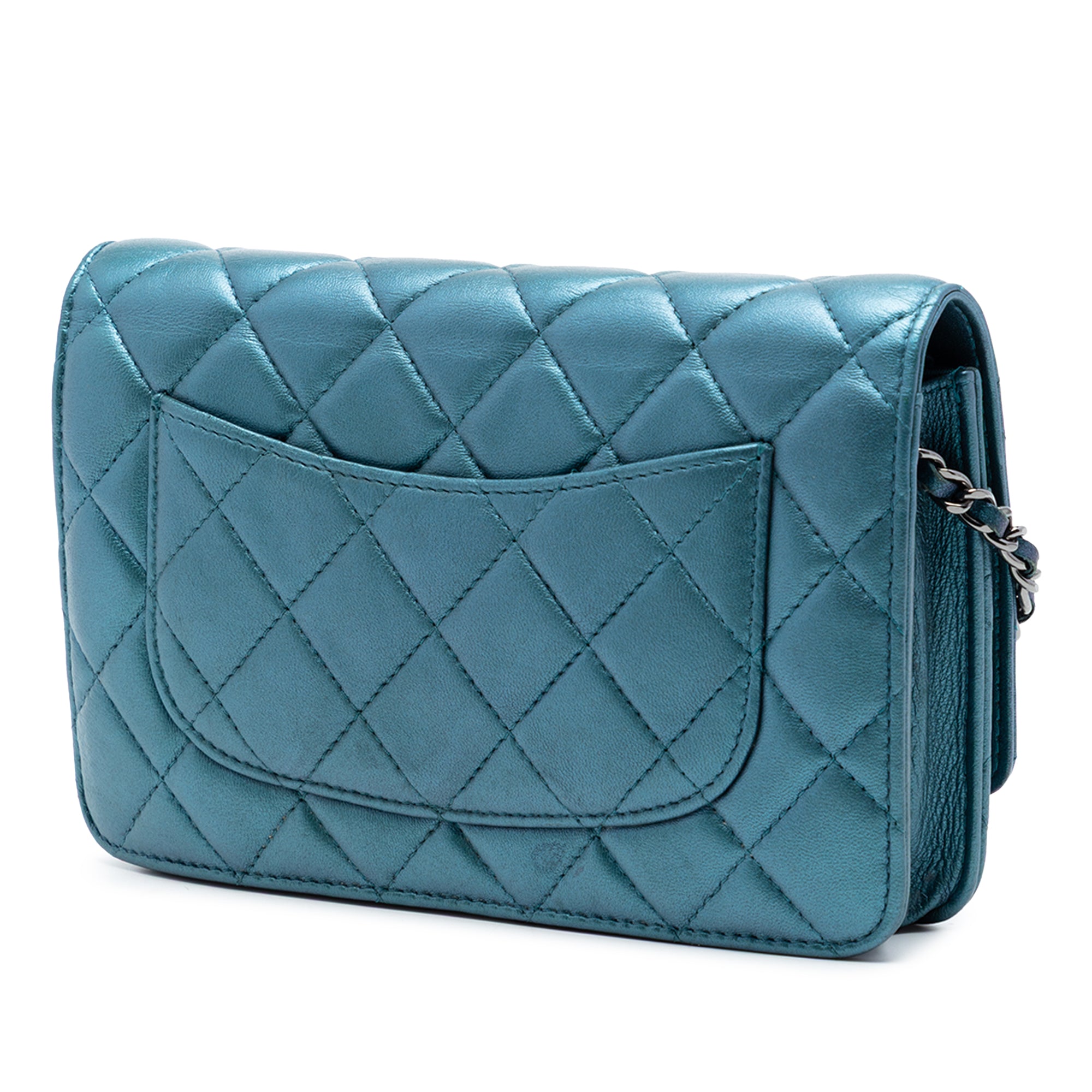 Chanel CC Quilted Metallic Lambskin Wallet On Chain - image 2