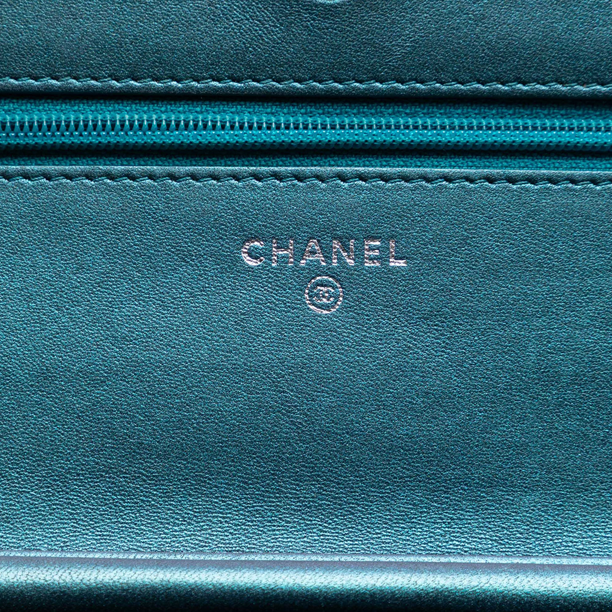 Chanel CC Quilted Metallic Lambskin Wallet On Chain - image 5