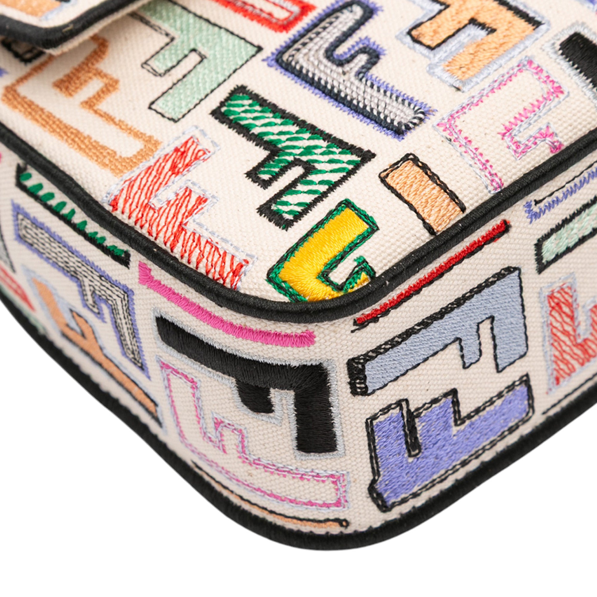 Fendi Chinese Valentines Day Zucca Embroidered Canvas Baguette Satchel - image 8