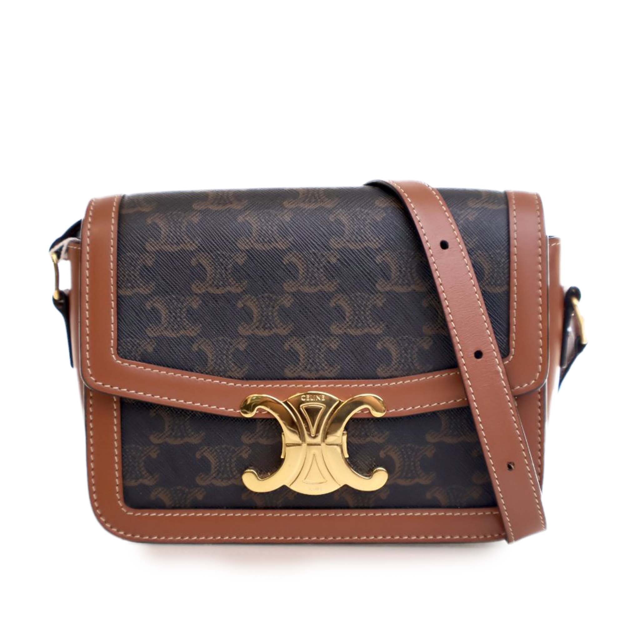 Celine Teen Triomphe Coated Canvas and Calfskin Triomphe Crossbody - image 1
