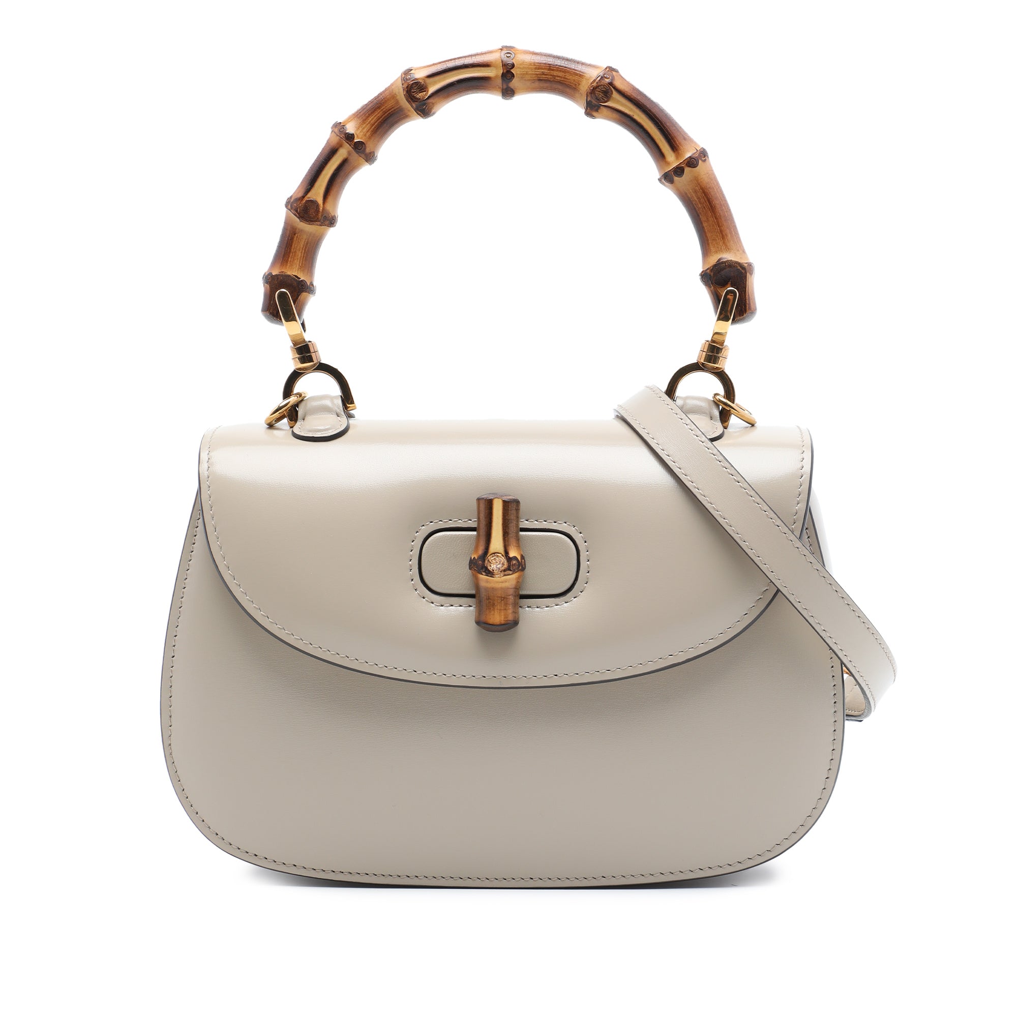 Gucci Small Calfskin Web Bamboo 1947 Top Handle Bag - image 1