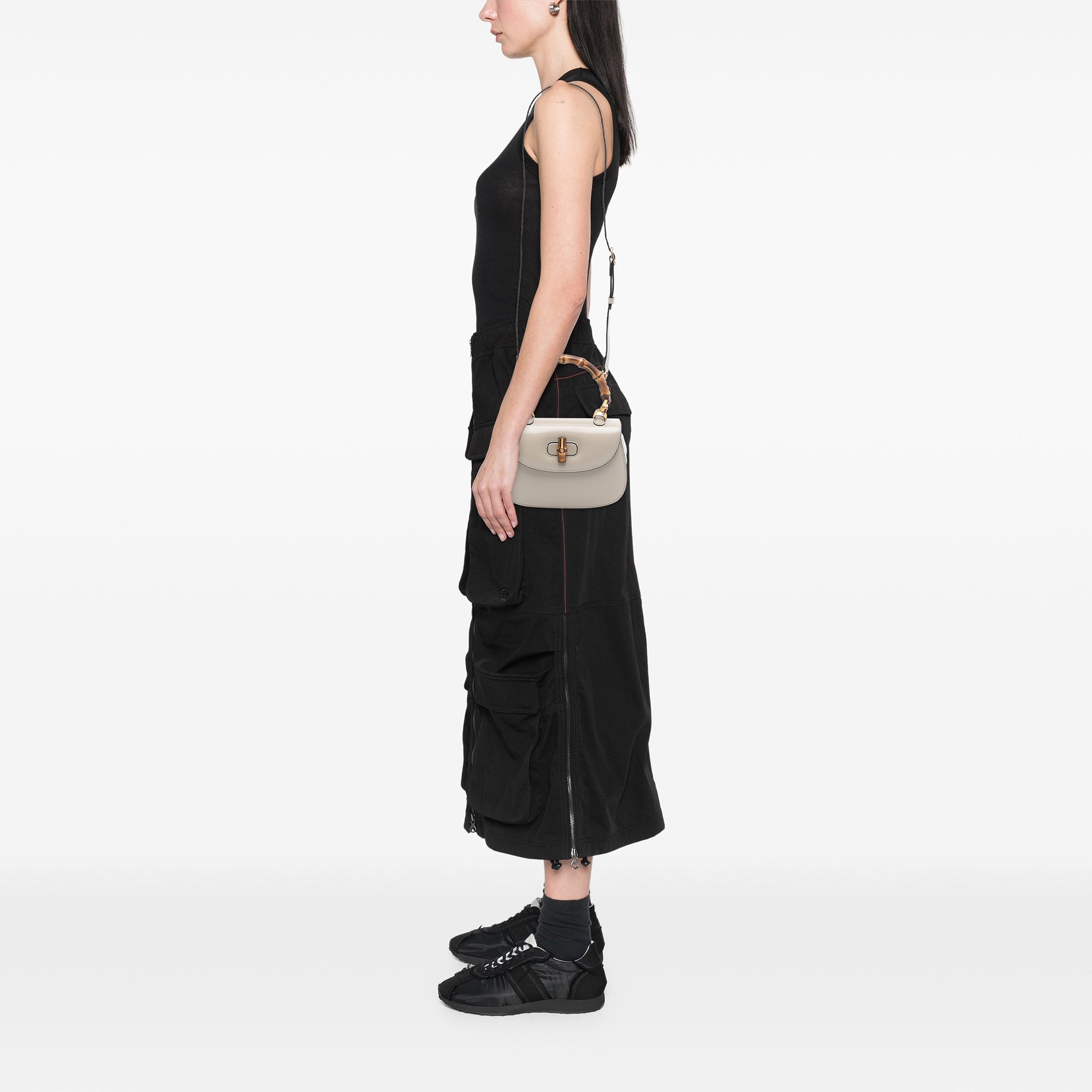 Gucci Small Calfskin Web Bamboo 1947 Top Handle Bag - image 6