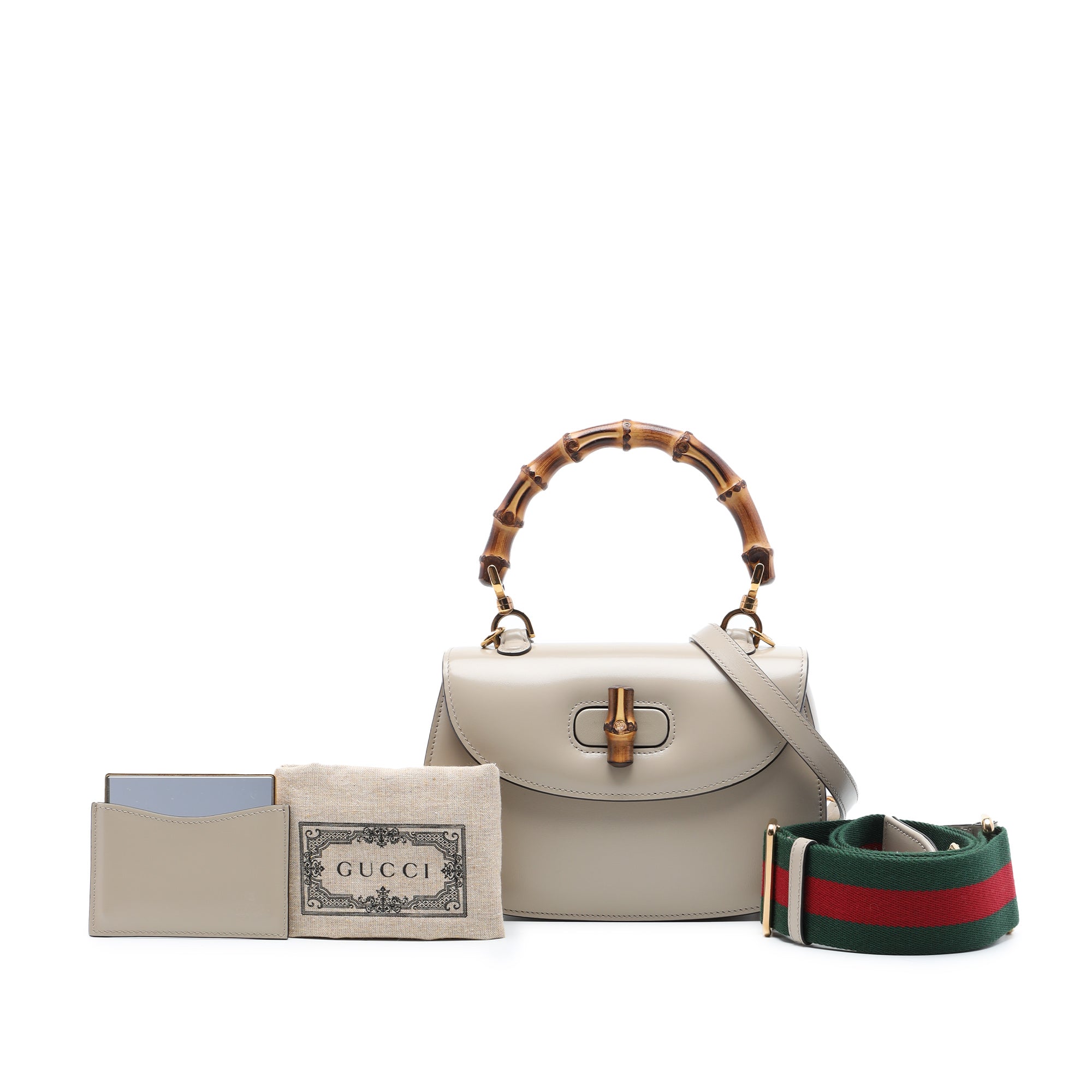 Gucci Small Calfskin Web Bamboo 1947 Top Handle Bag - image 7