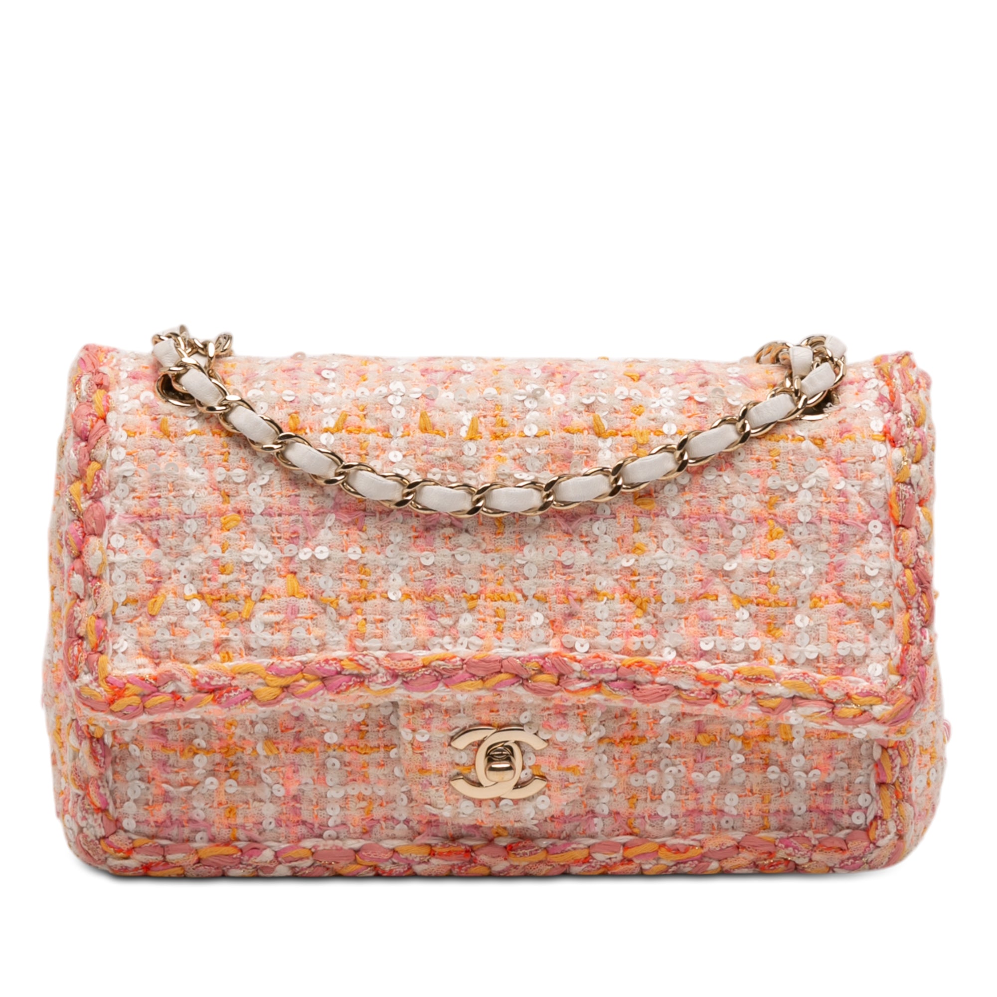 Chanel Medium Classic Tweed Sequin Braided Double Flap - image 1