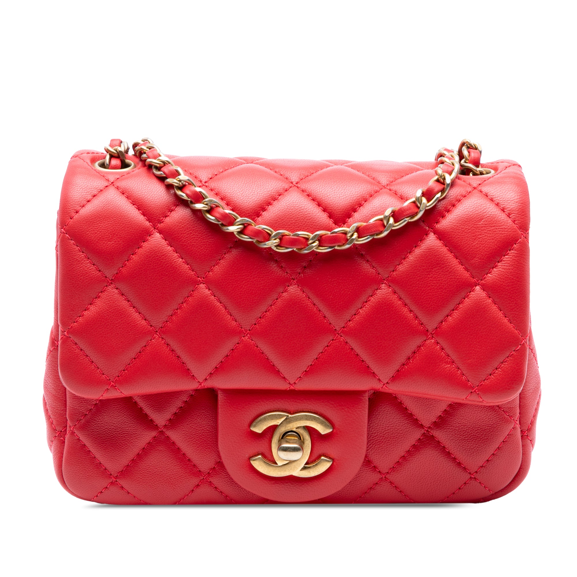 Chanel Mini Square Classic Lambskin Pearl Crush Single Flap - image 1