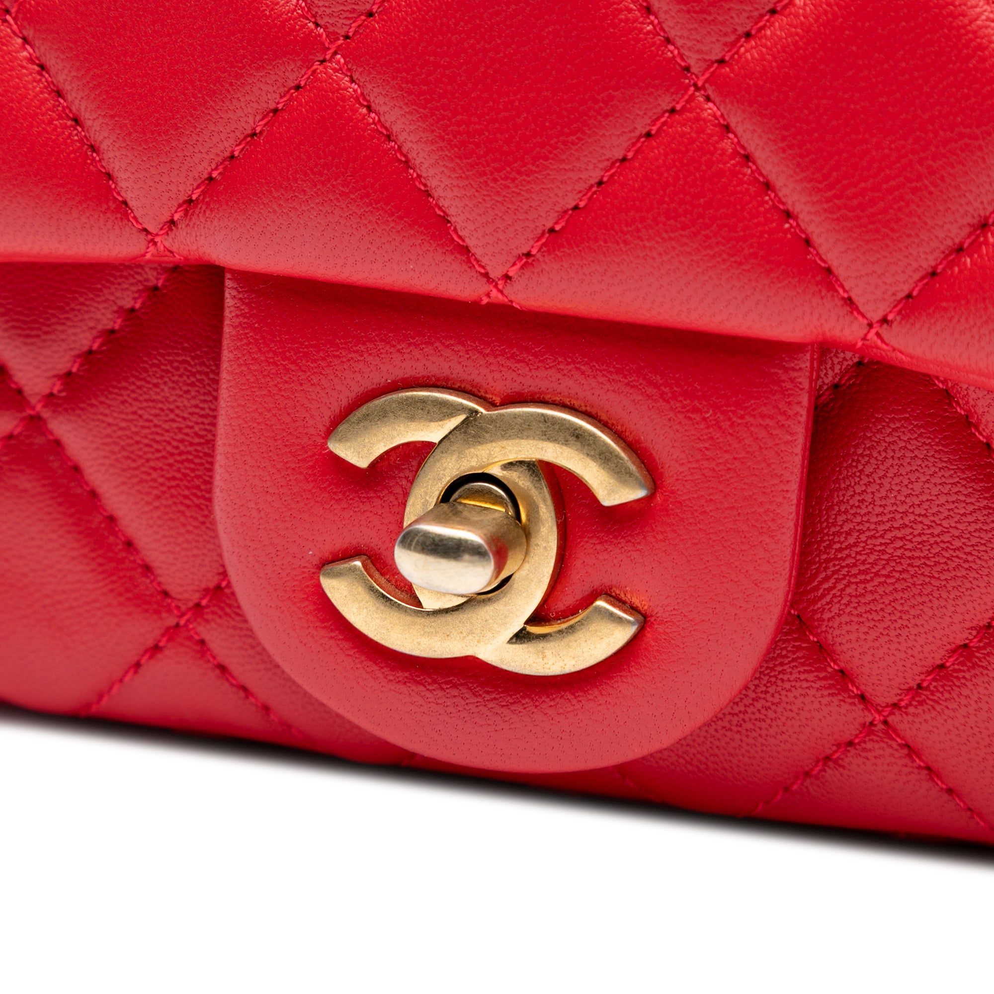 Chanel Mini Square Classic Lambskin Pearl Crush Single Flap - image 6