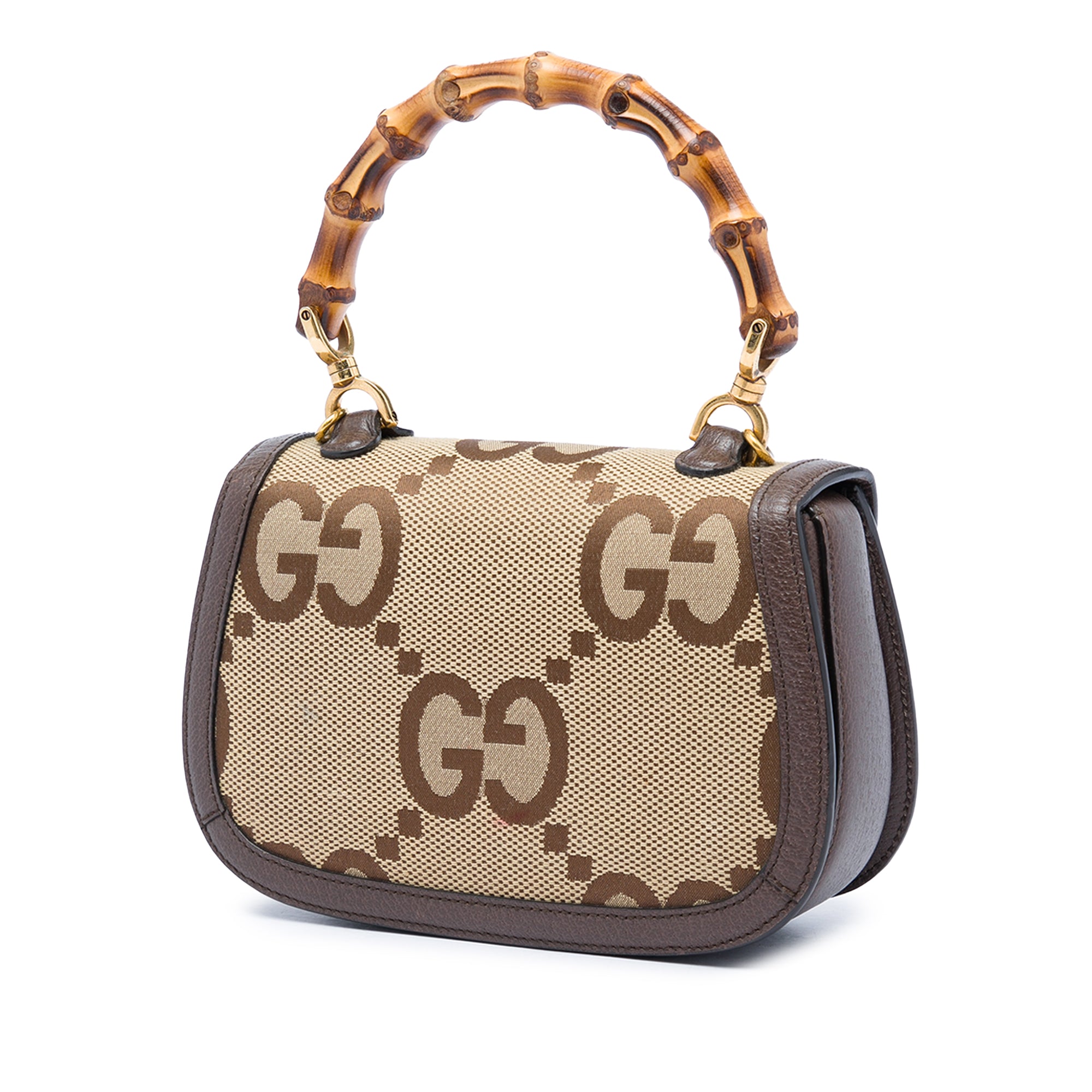 Gucci Small Jumbo GG Canvas Web Bamboo 1947 Top Handle Bag - image 2
