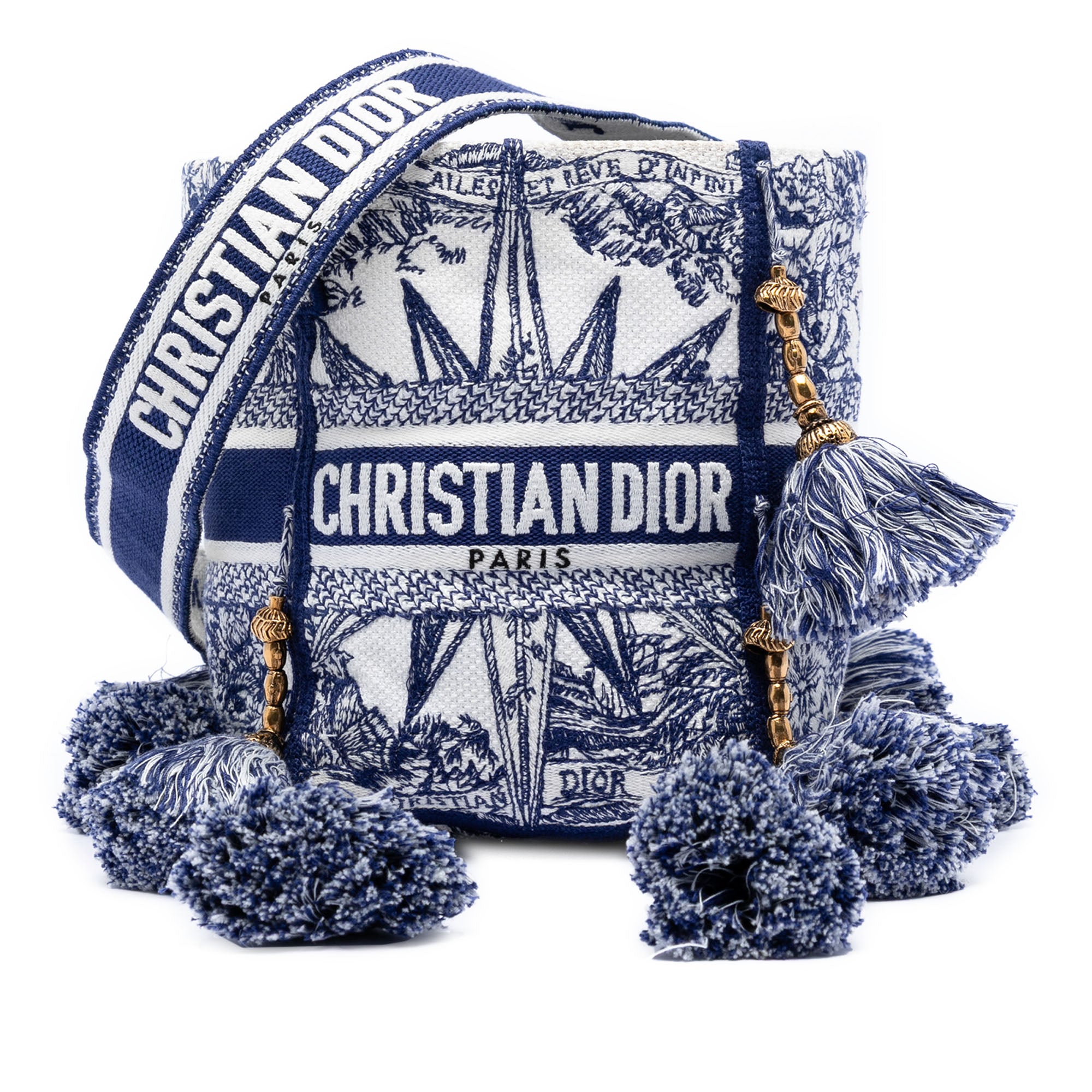 Dior Canvas Embroidered Reve d Infini D Bubble Bucket Bag - image 1