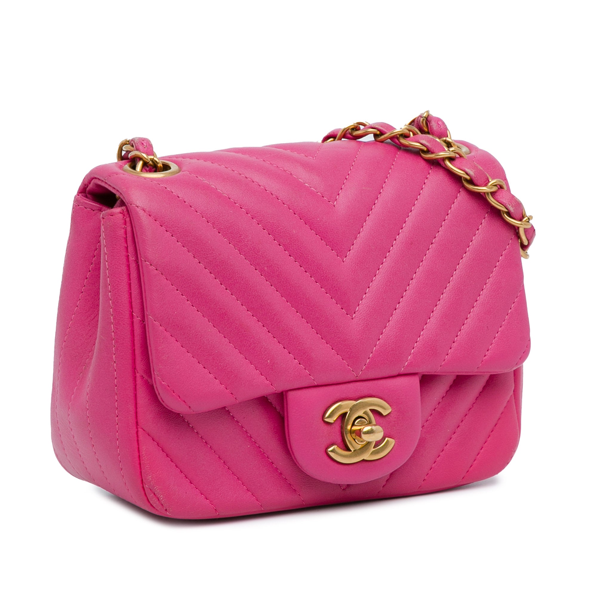 Chanel Mini Square Classic Chevron Lambskin Single Flap - image 2
