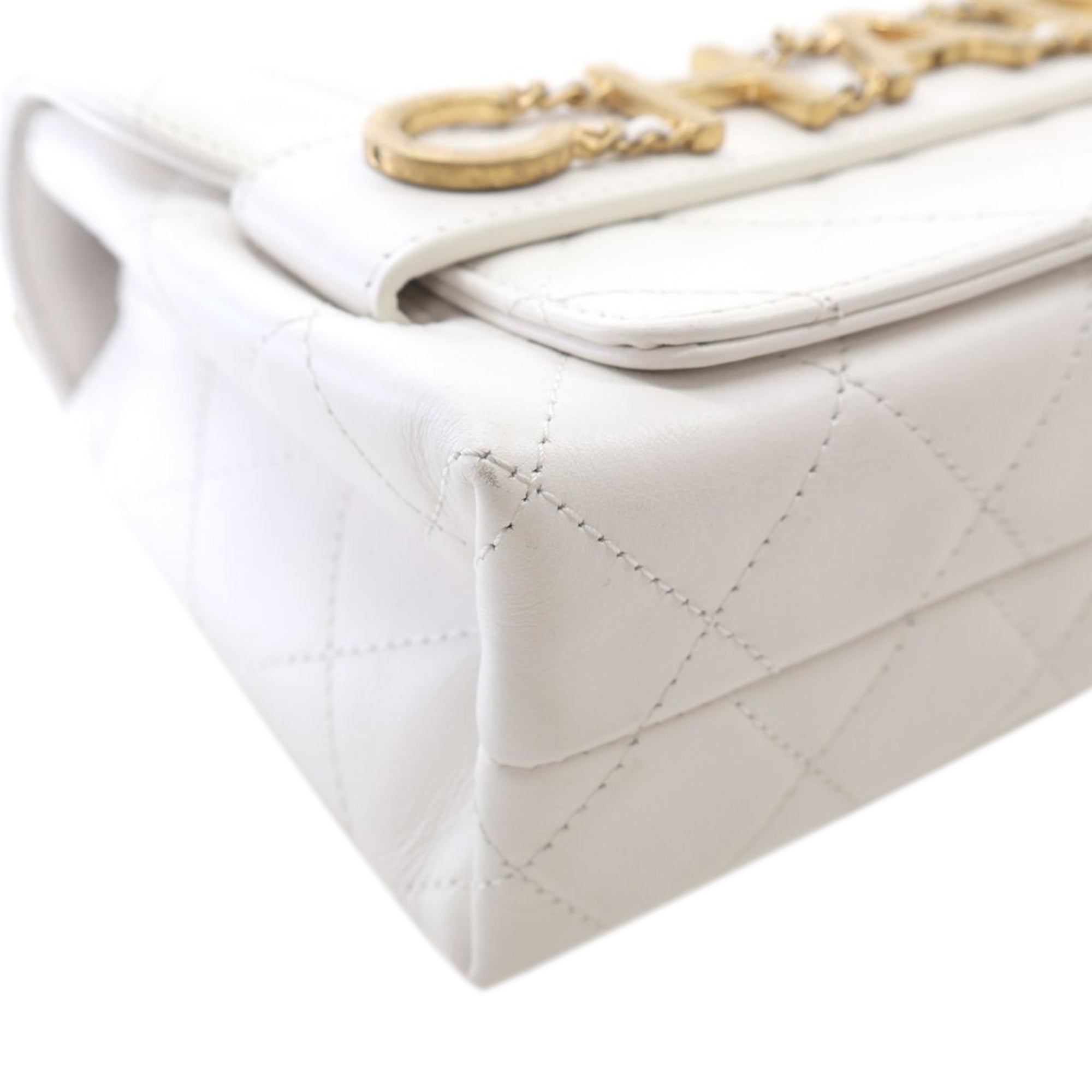 Chanel Medium Quilted Calfskin Logo Enchained Flap - image 8