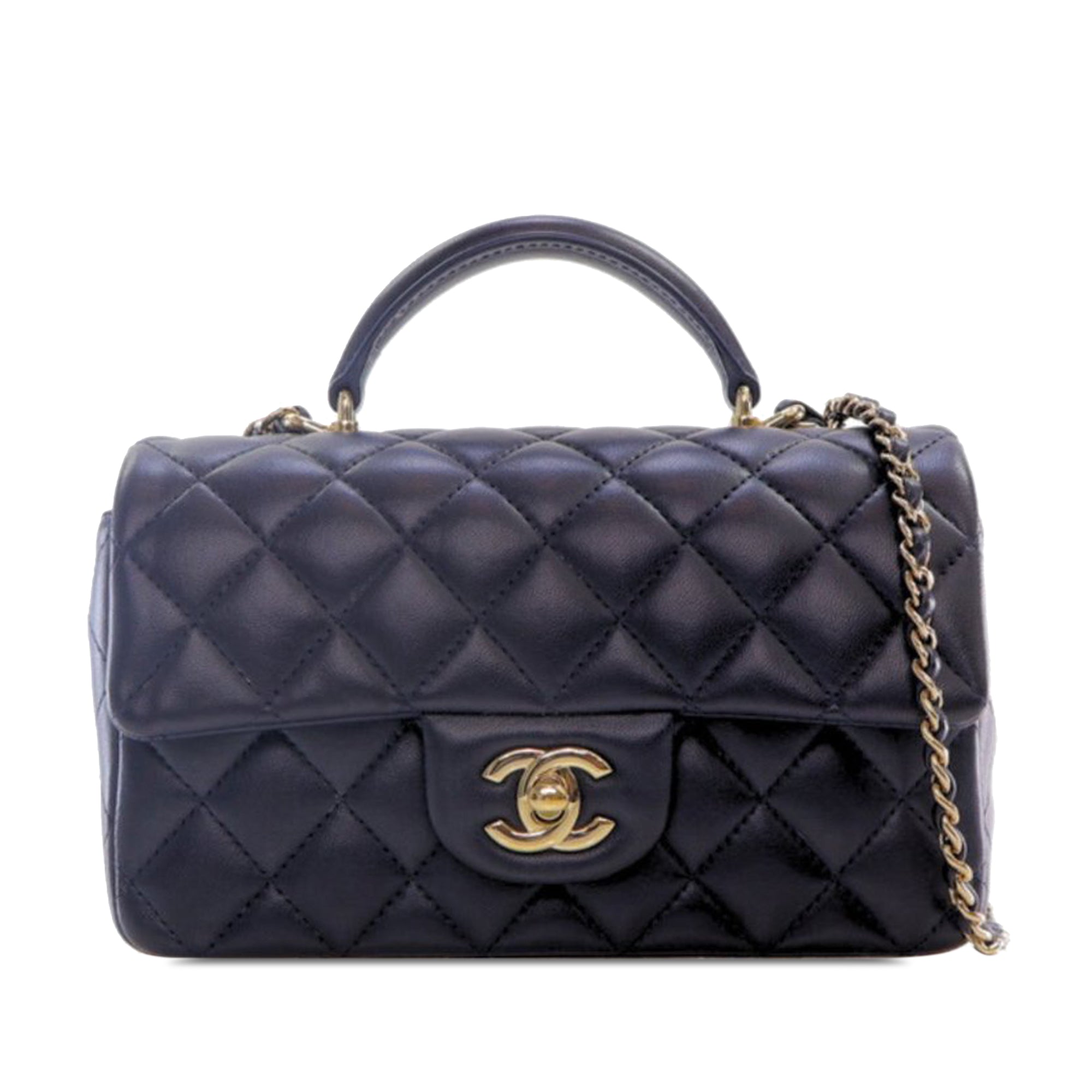Chanel Mini Rectangular Lambskin Top Handle Flap - image 1