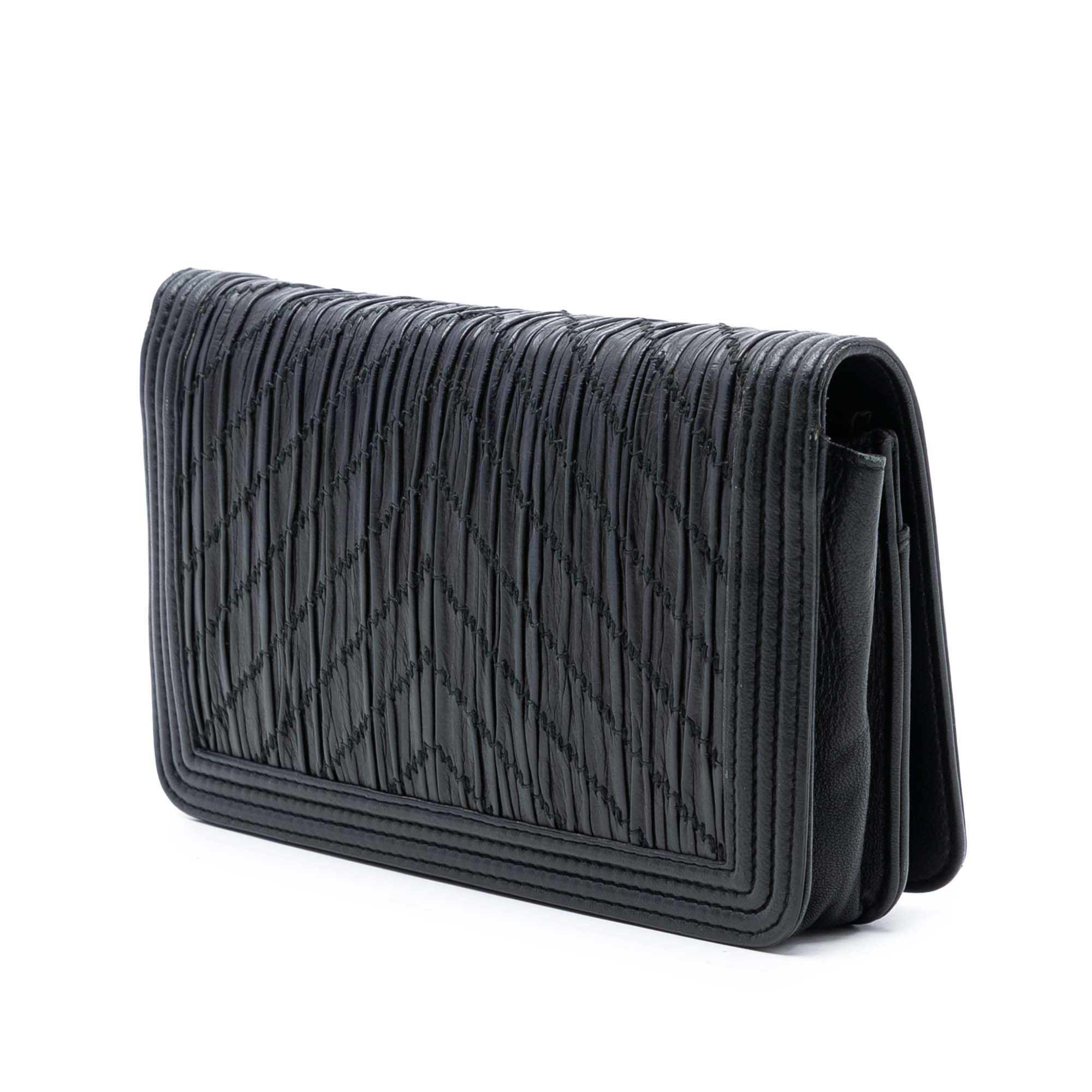 Chanel Pleated Crumpled Chevron Calfskin Boy Wallet On Chain - image 2