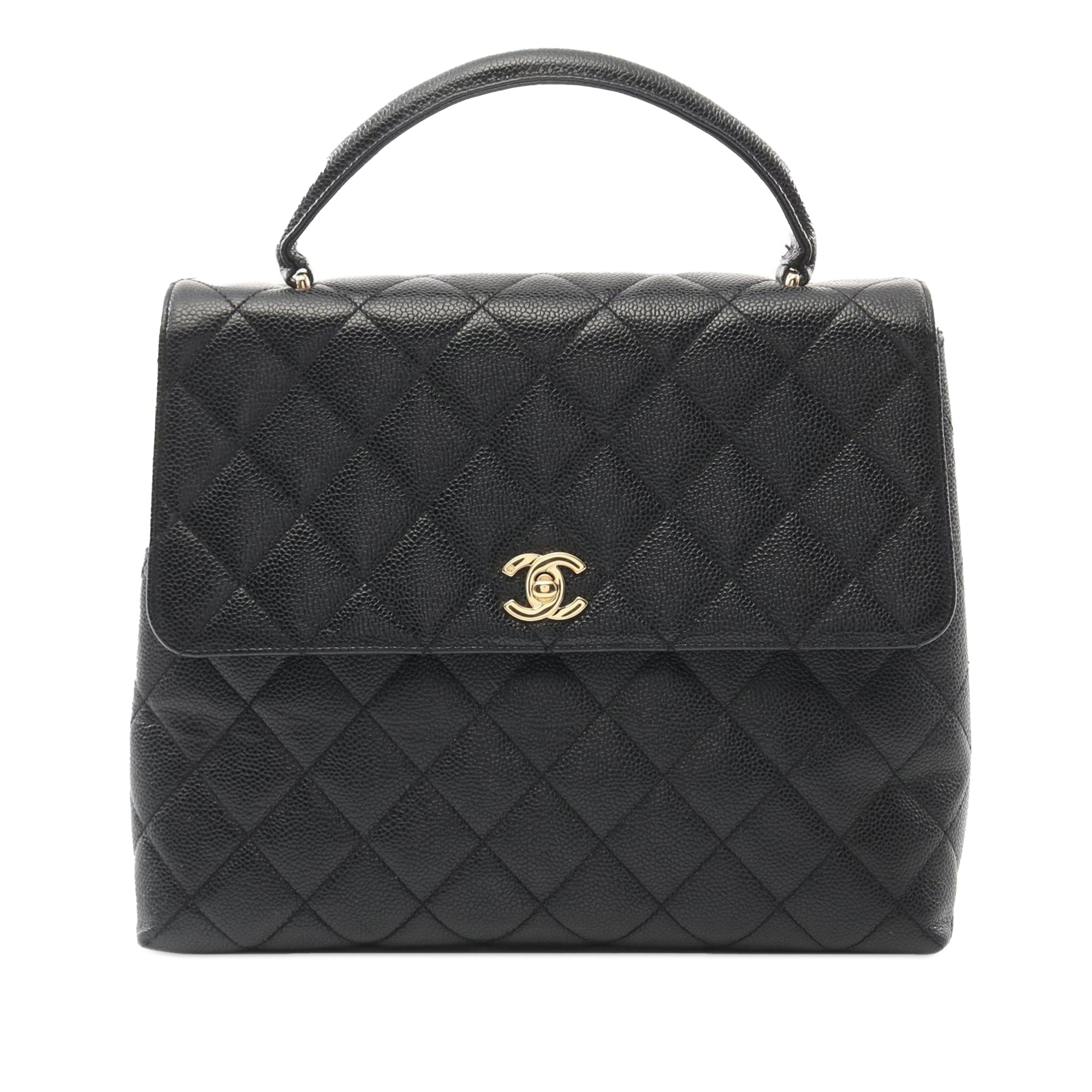 Chanel CC Quilted Caviar Kelly Top Handle Bag - image 1