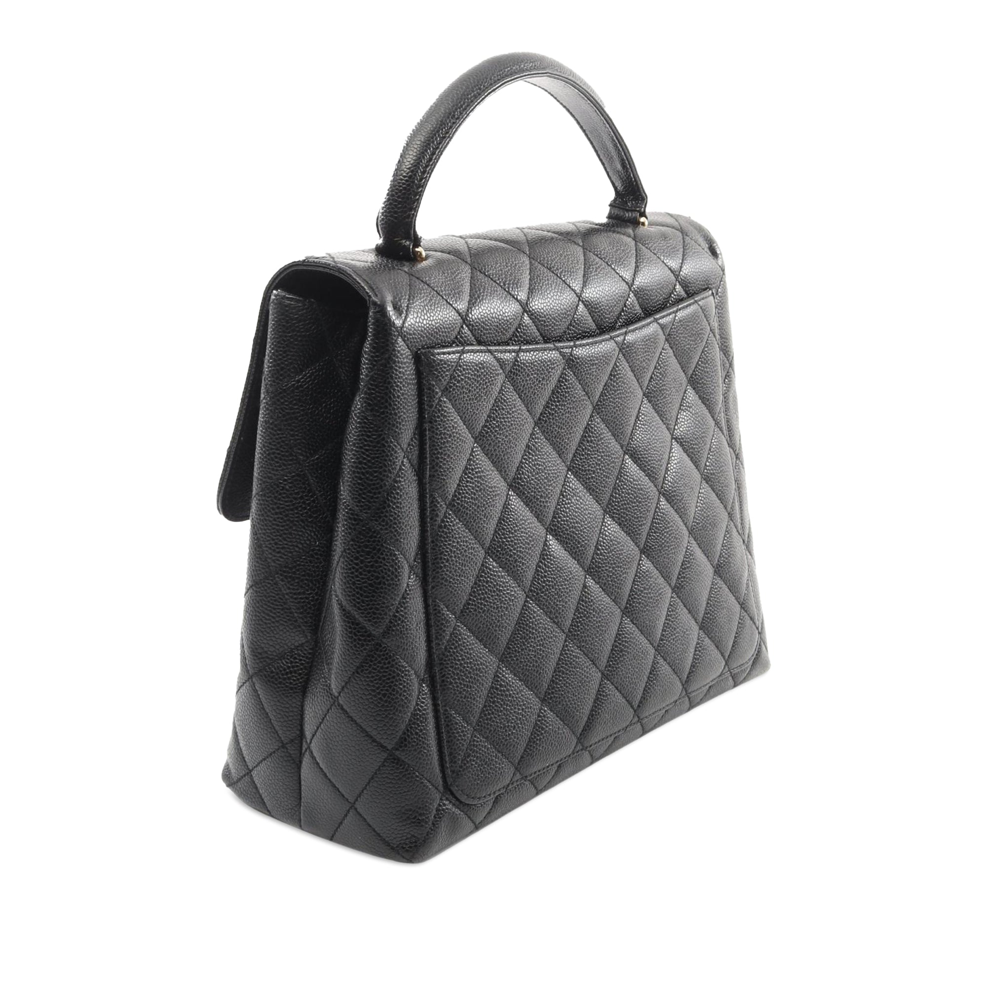 Chanel CC Quilted Caviar Kelly Top Handle Bag - image 2