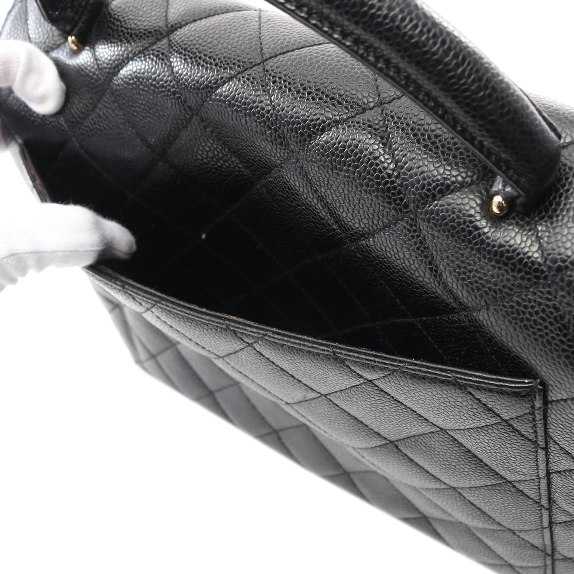 Chanel CC Quilted Caviar Kelly Top Handle Bag - image 4