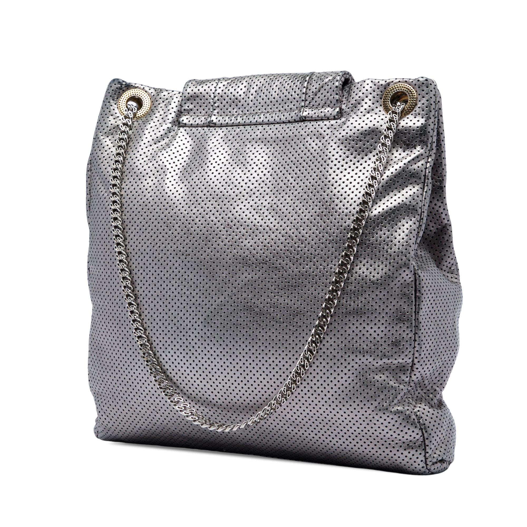 Chanel Perforated Crackled Metallic Calfskin Drill Tote - image 2