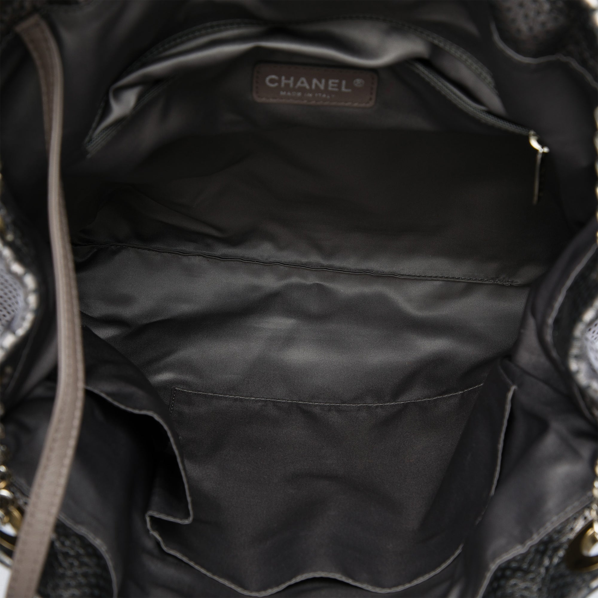 Chanel Perforated Crackled Metallic Calfskin Drill Tote - image 4