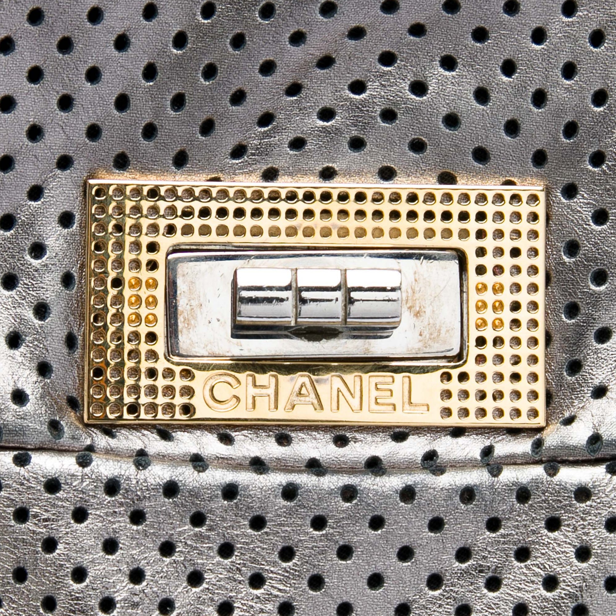 Chanel Perforated Crackled Metallic Calfskin Drill Tote - image 5