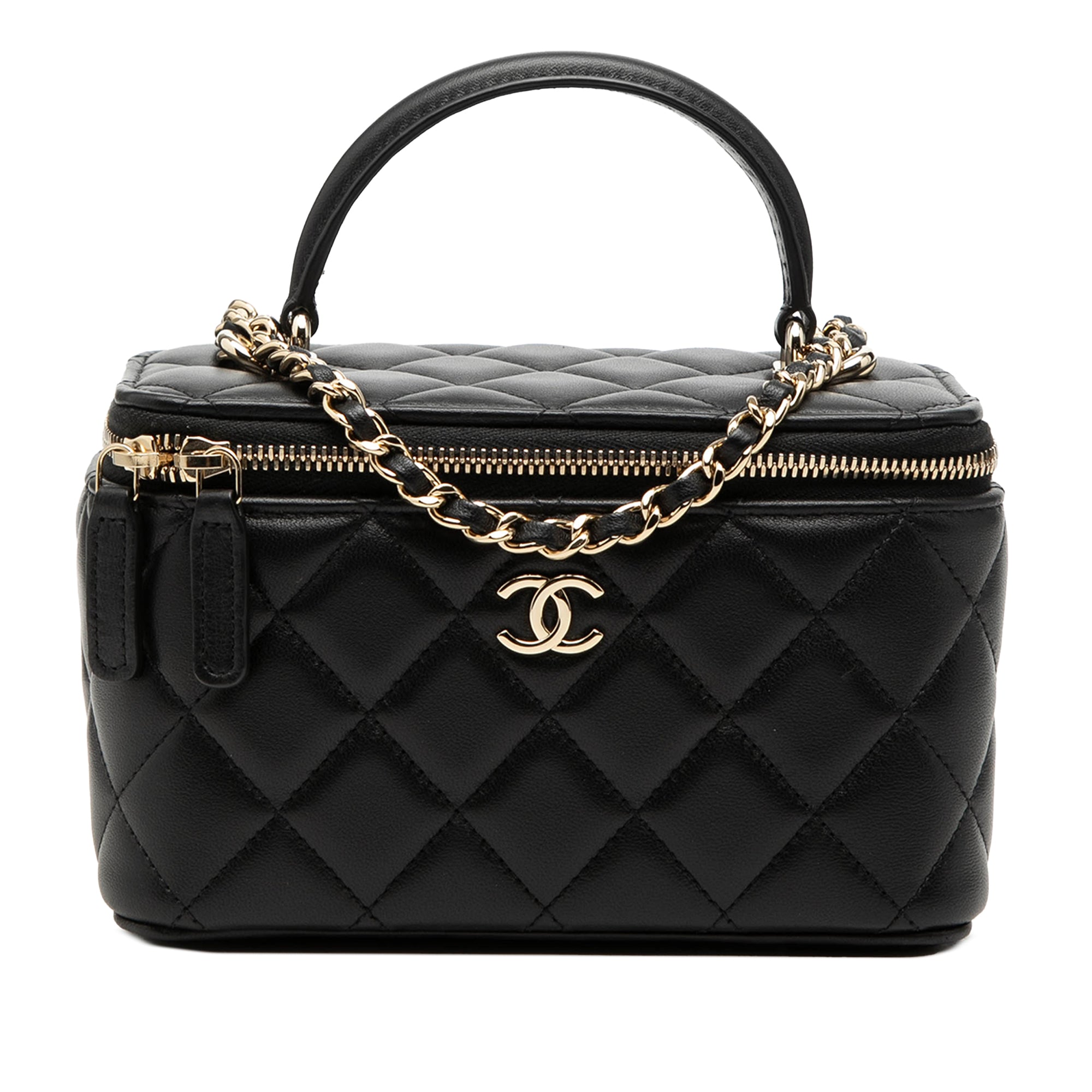 Chanel Small Lambskin Top Handle Vanity Case with Chain - image 1