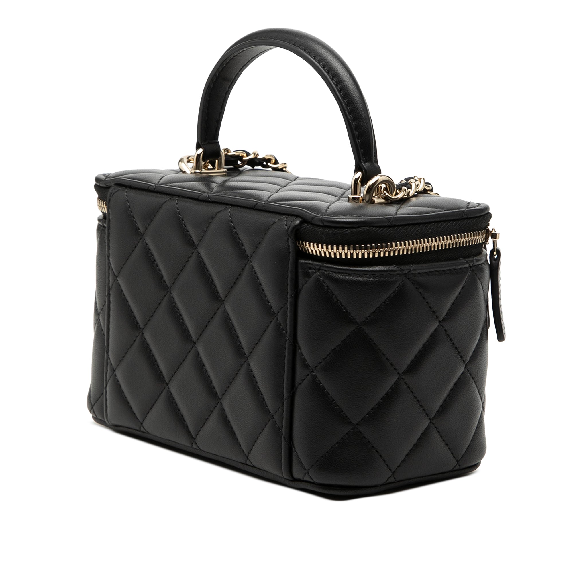 Chanel Small Lambskin Top Handle Vanity Case with Chain - image 2