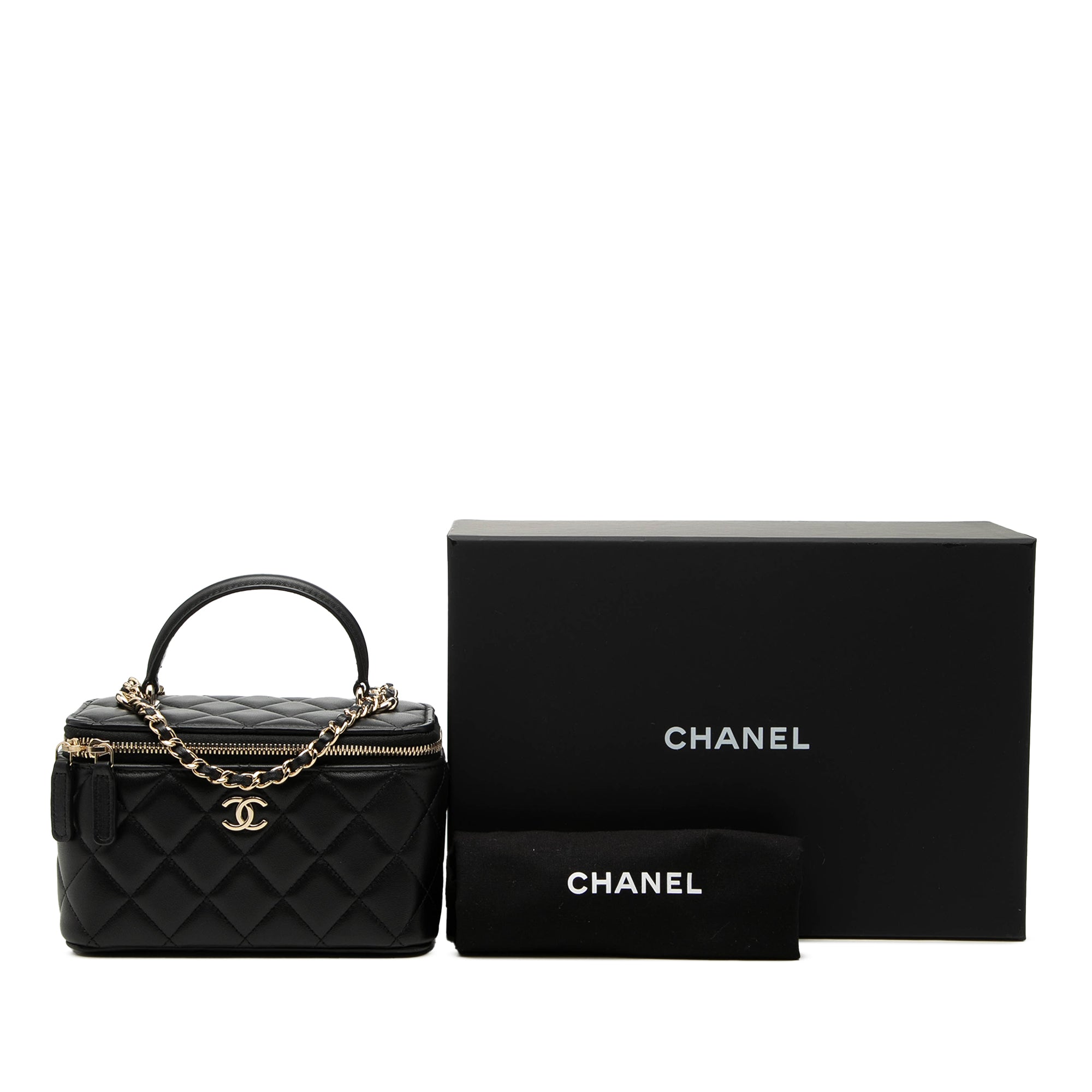 Chanel Small Lambskin Top Handle Vanity Case with Chain - image 9
