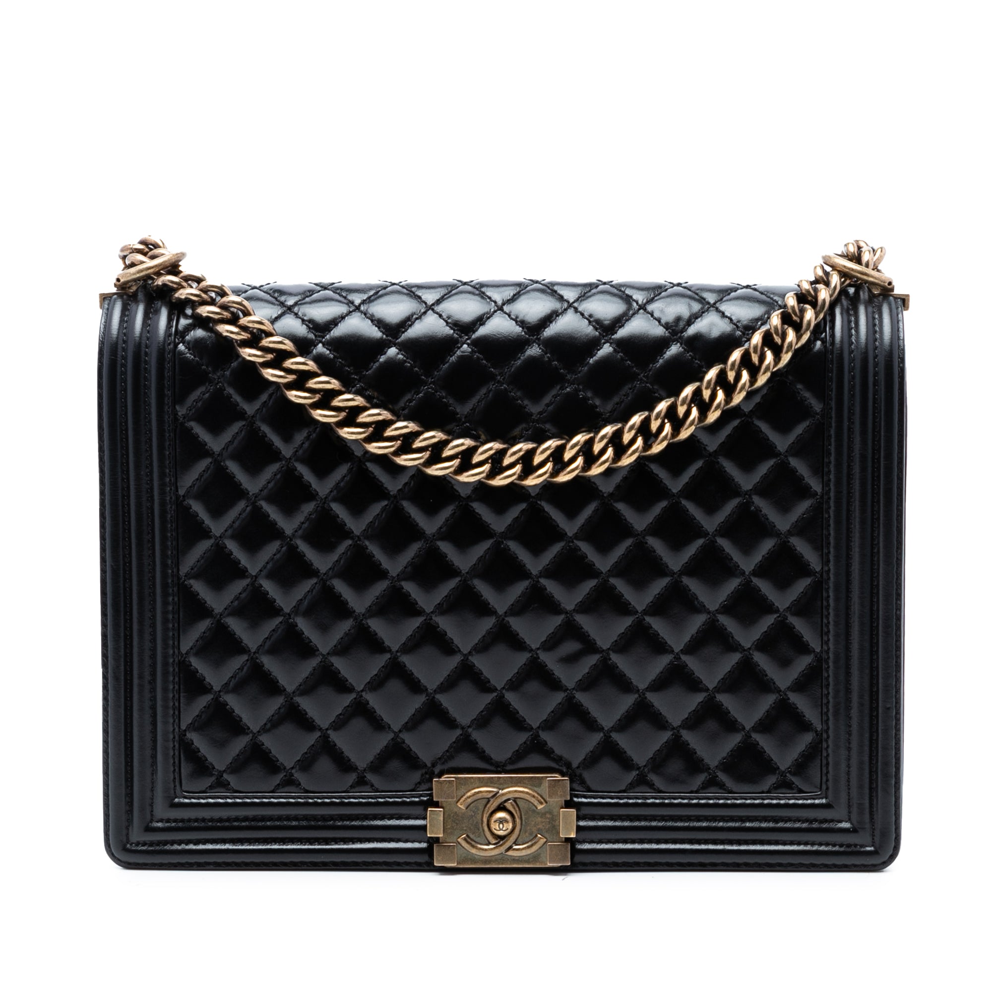 Chanel Large Glazed Quilted Calfskin Boy Flap - image 1