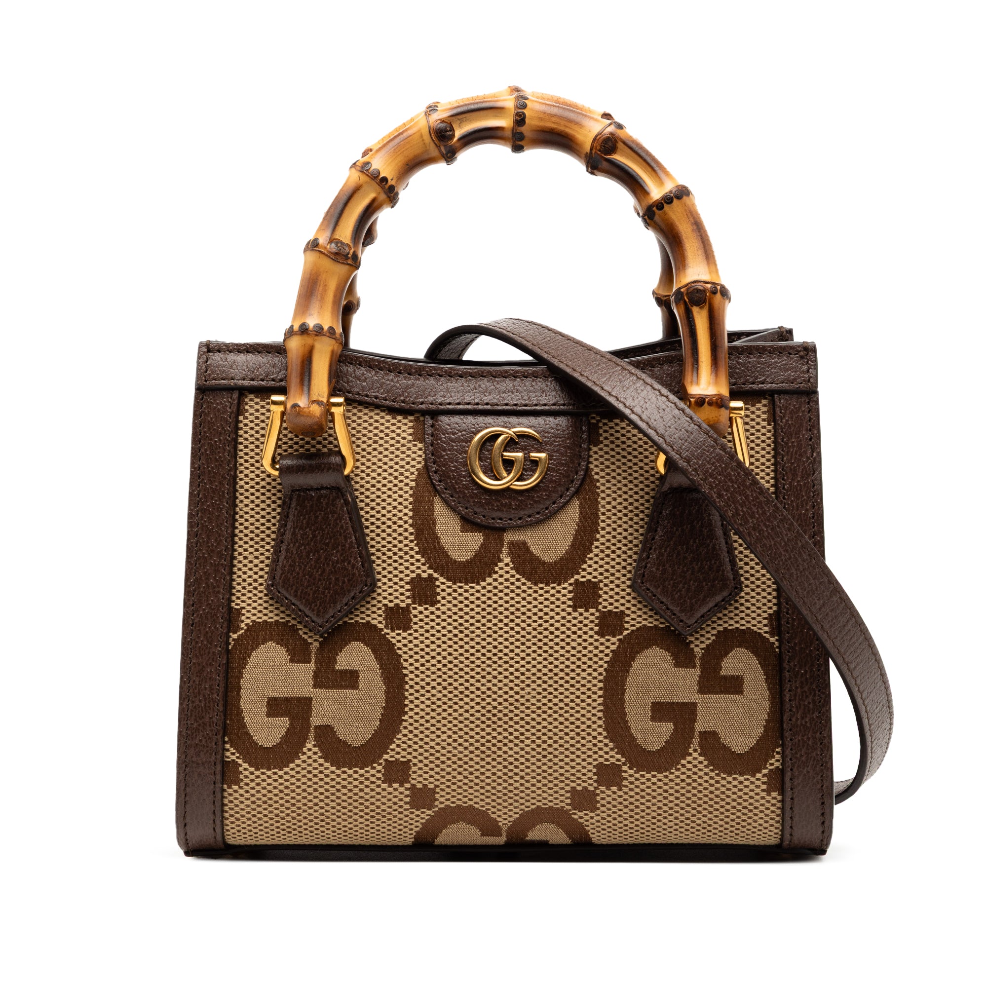 Gucci Mini Jumbo GG Canvas Bamboo Diana Satchel - image 1