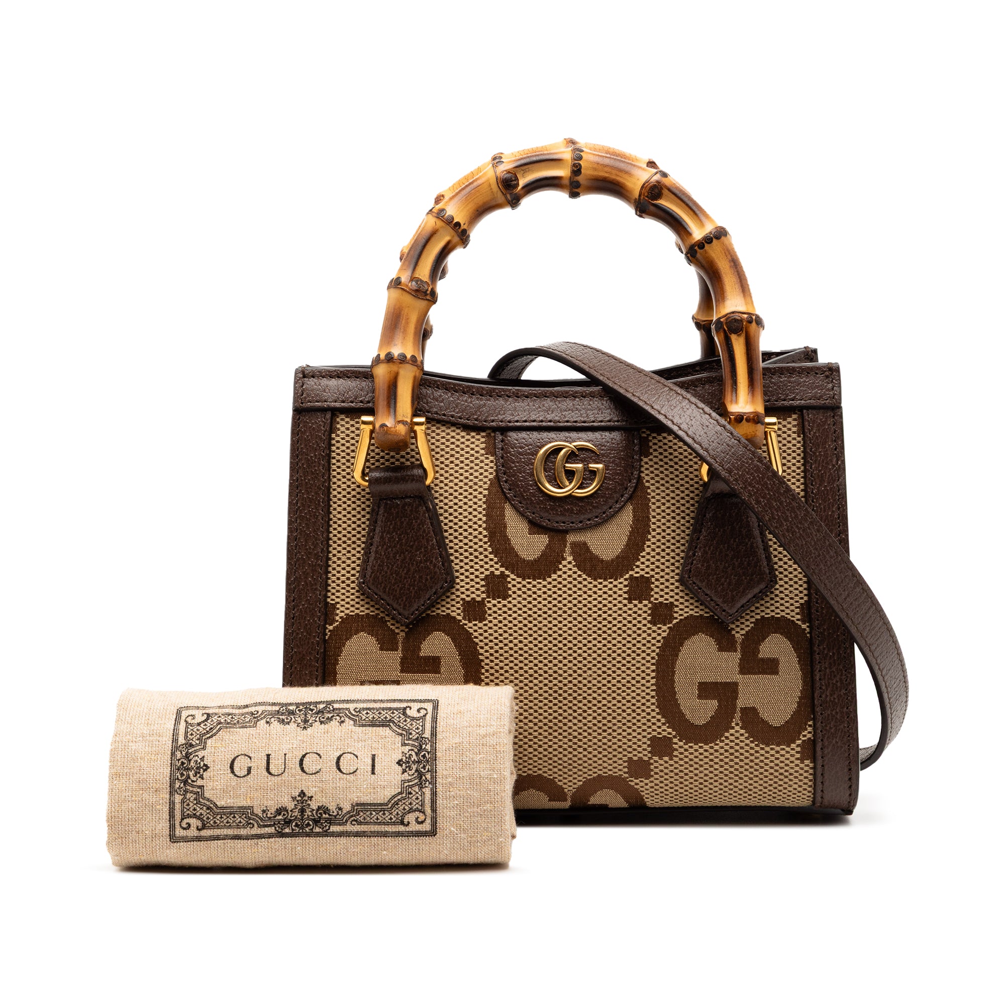 Gucci Mini Jumbo GG Canvas Bamboo Diana Satchel - image 8