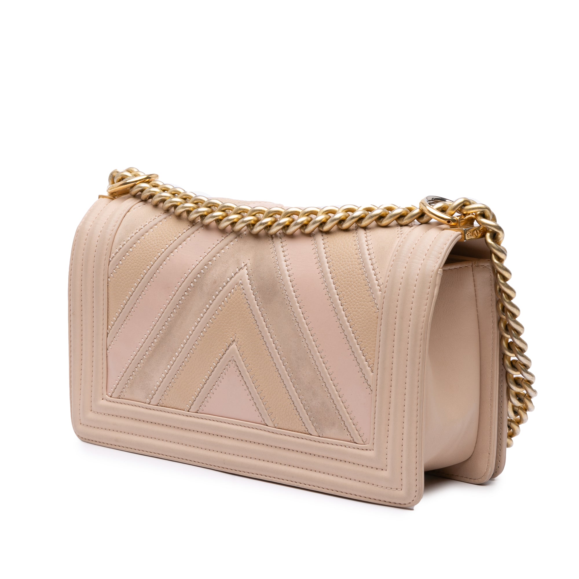 Chanel Old Medium Chevron Mixed Leathers Boy Flap - image 2
