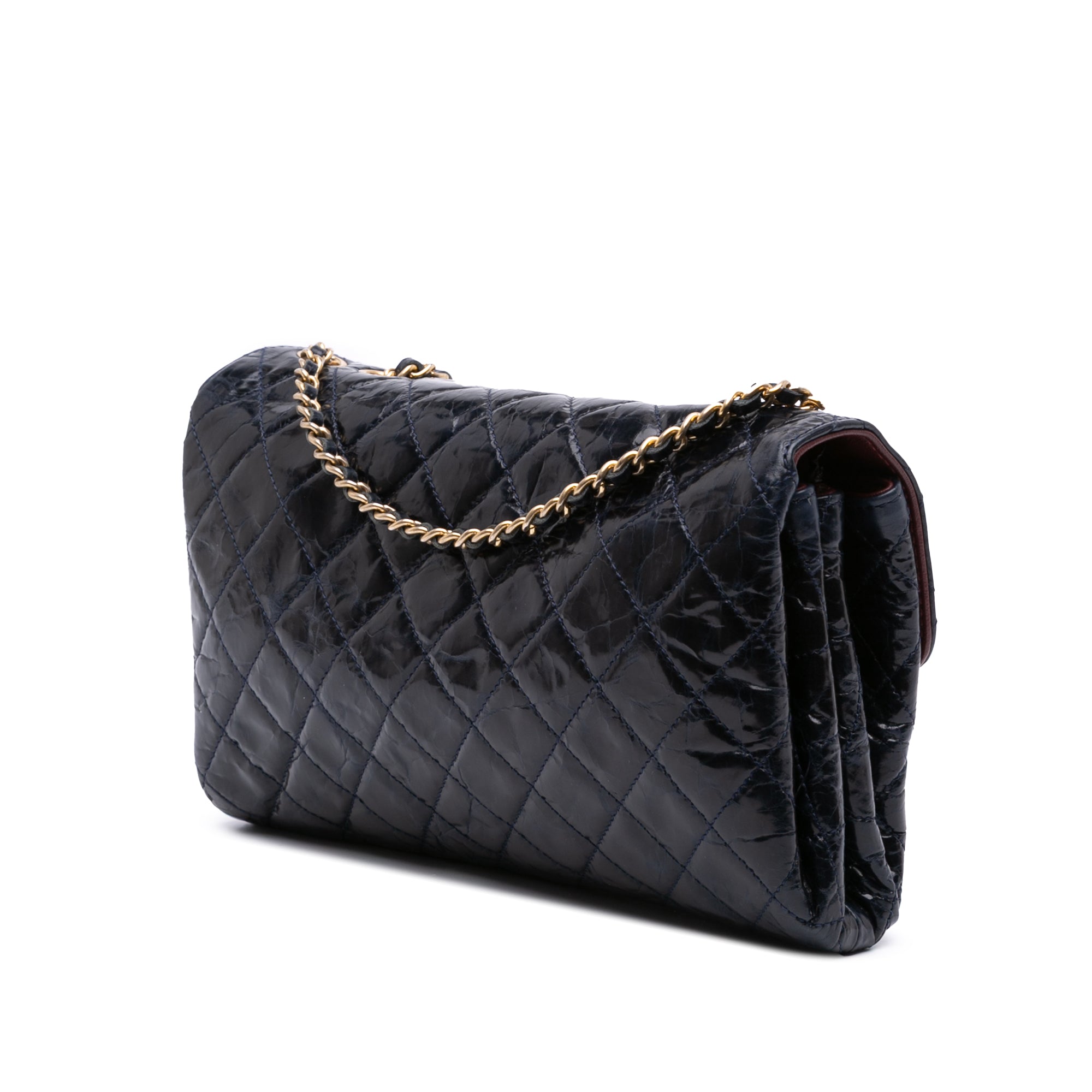 Chanel CC Quilted Crackled Glazed Calfskin Accordion Flap - image 2