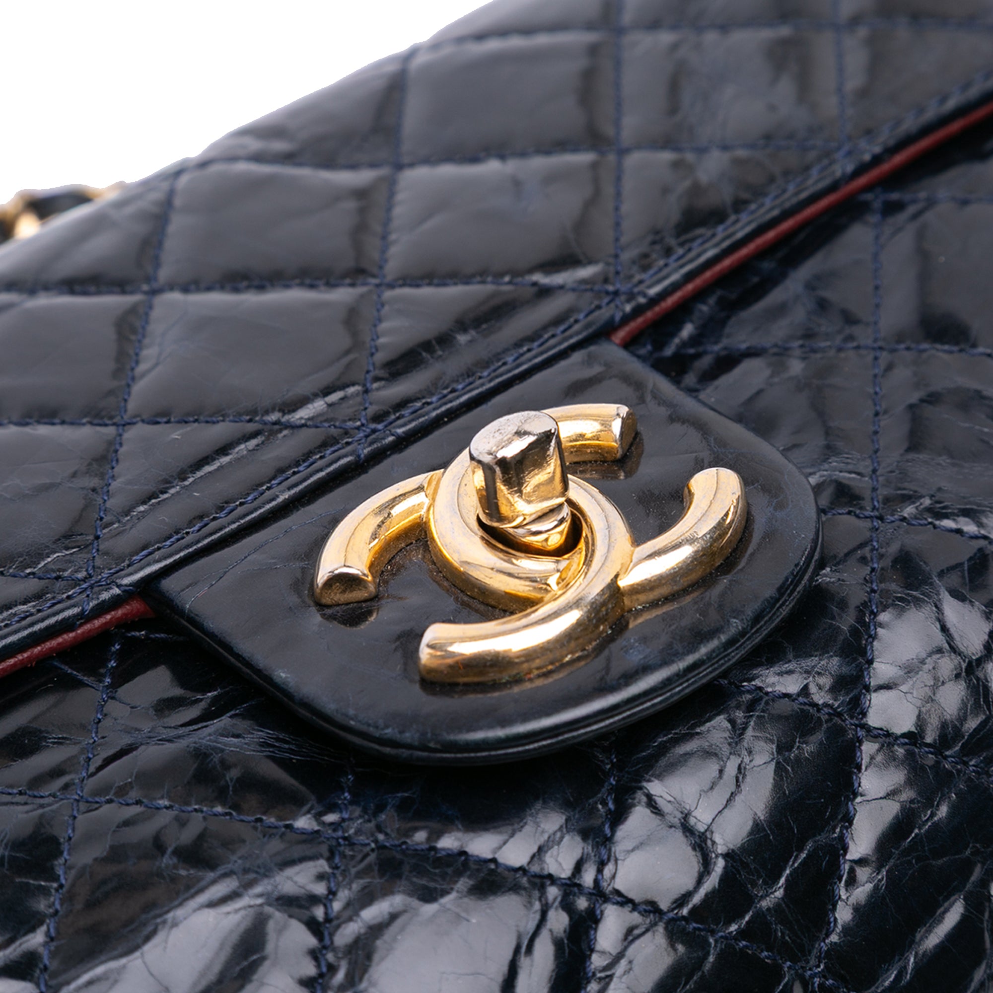 Chanel CC Quilted Crackled Glazed Calfskin Accordion Flap - image 8