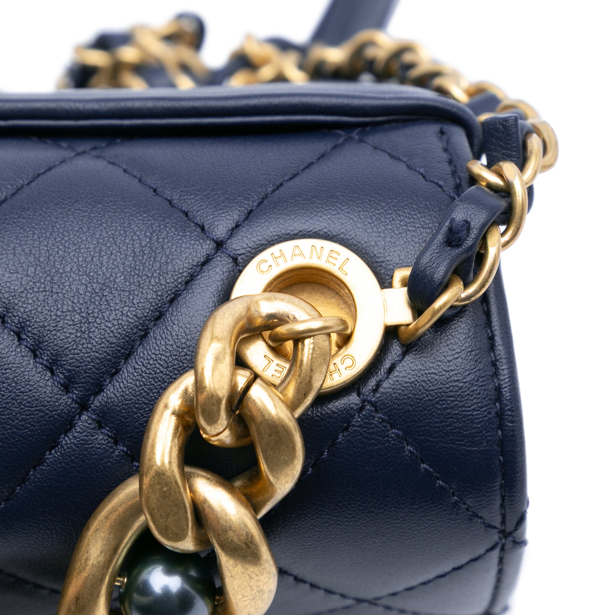 Chanel Mini Quilted Calfskin Pearl Boy Chain Flap - image 10