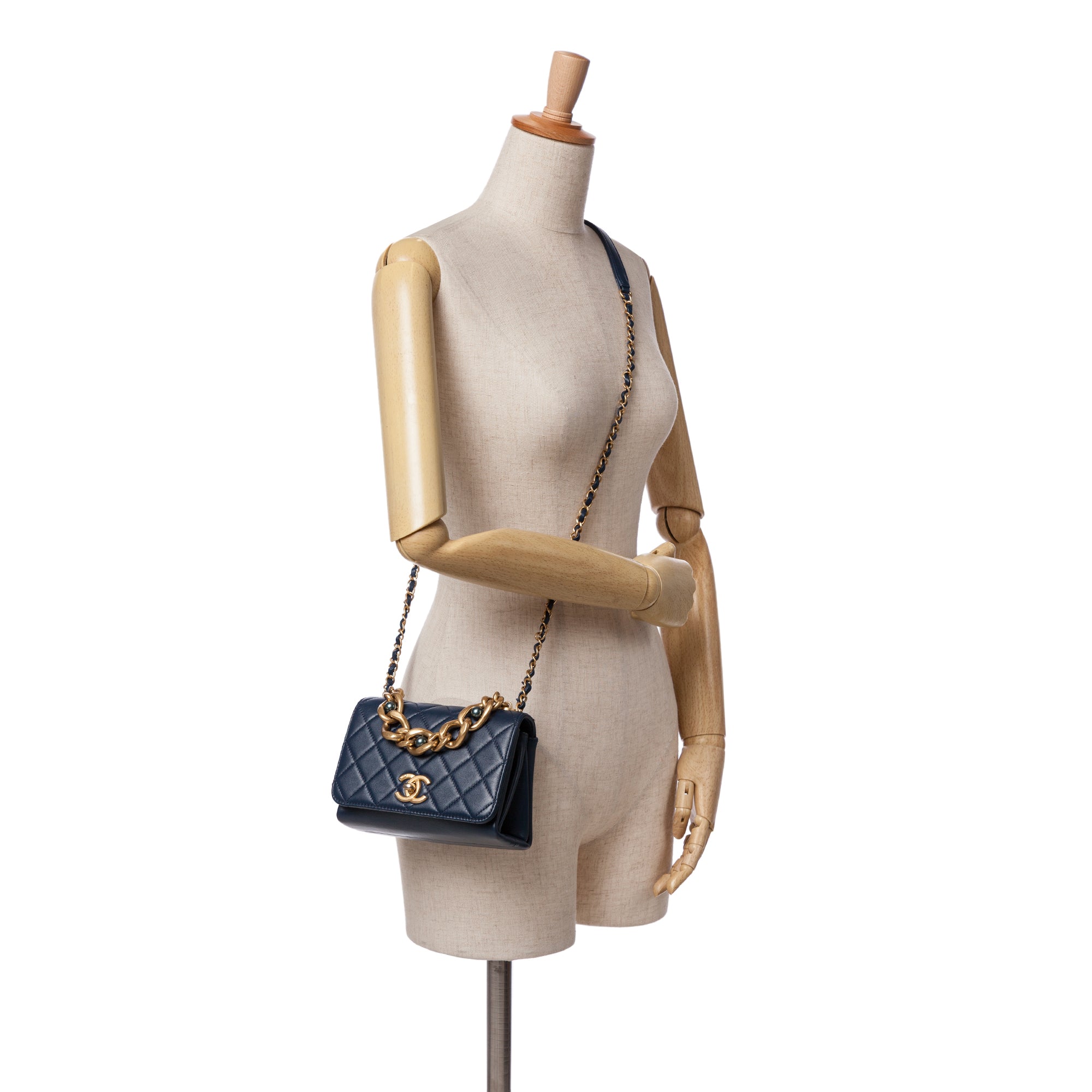 Chanel Mini Quilted Calfskin Pearl Boy Chain Flap - image 11