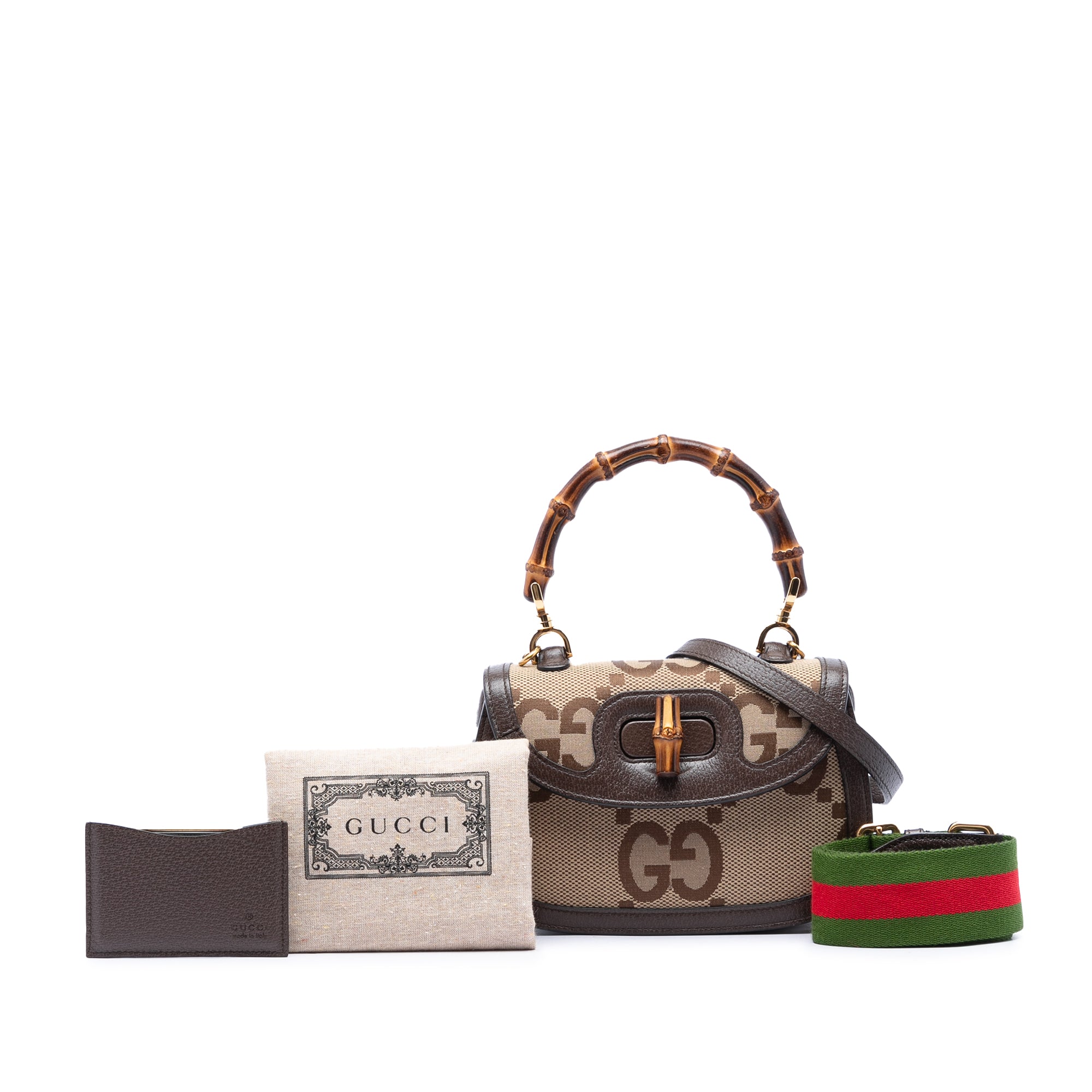 Gucci Small Jumbo GG Canvas Bamboo 1947 Top Handle Bag - image 6
