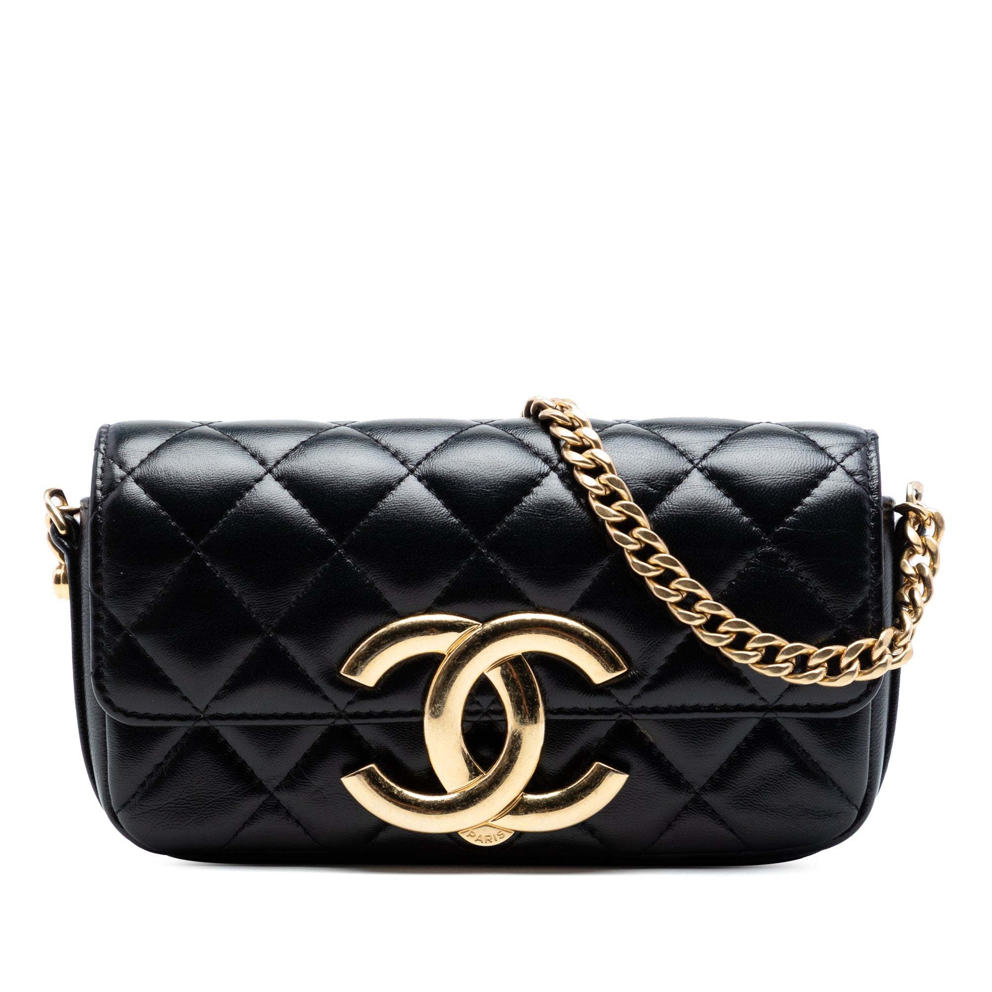 Chanel Quilted Lambskin Giant CC Flap Phone Holder with Chain - image 1