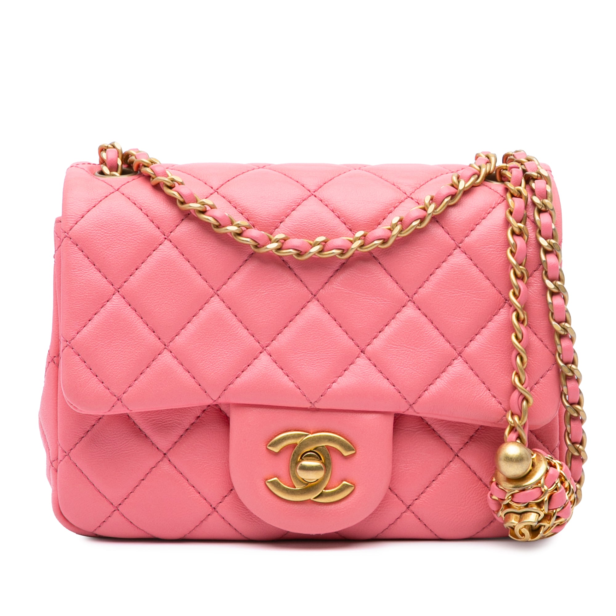 Chanel Mini Square Classic Lambskin Pearl Crush Single Flap - image 1