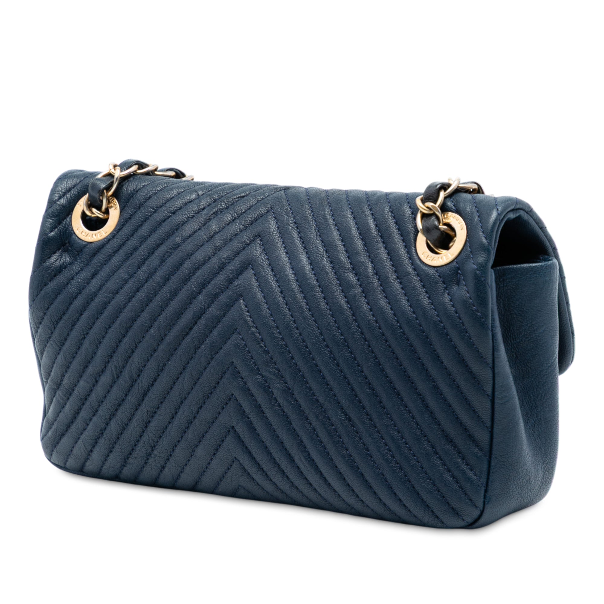 Chanel Small Chevron Wrinkled Calfskin Medallion Charm Surpique Flap - image 2