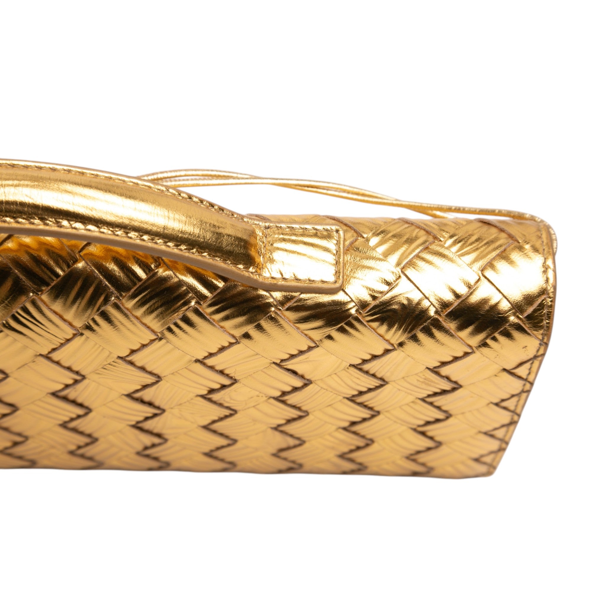Bottega Veneta Wood Embossed Metallic Leather Intrecciato Andiamo Clutch - image 10
