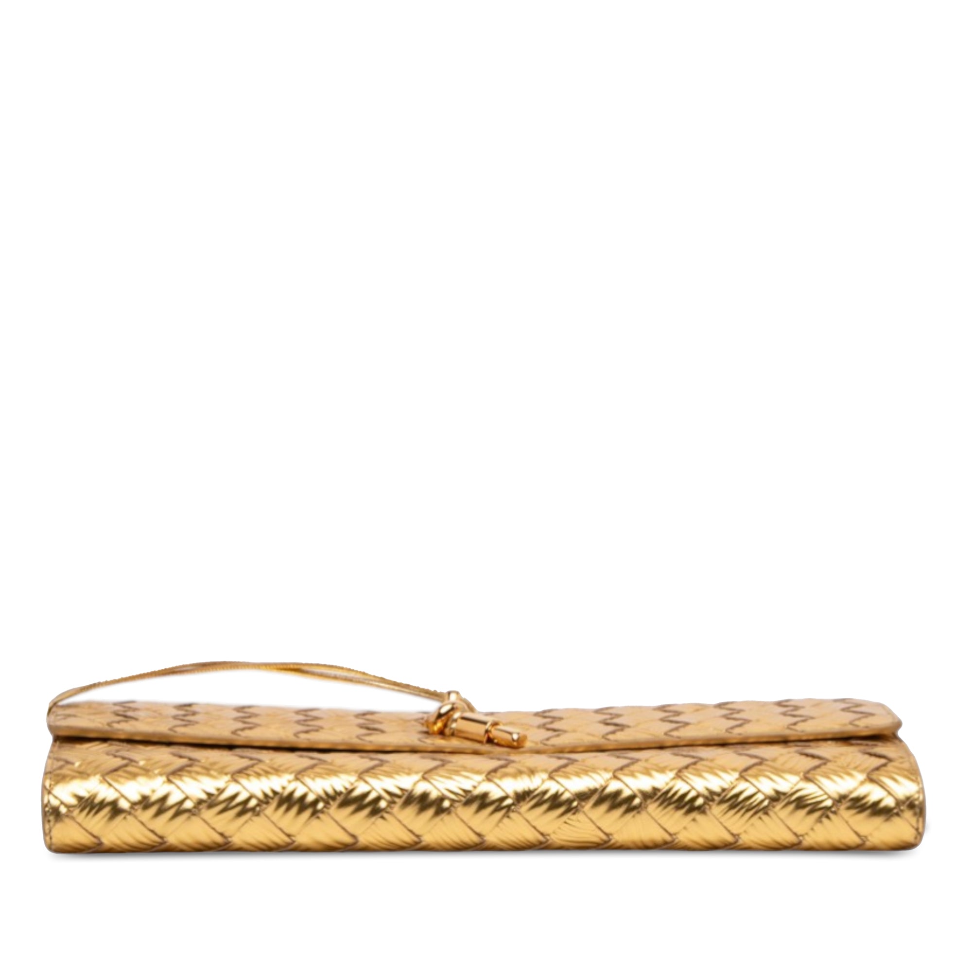 Bottega Veneta Wood Embossed Metallic Leather Intrecciato Andiamo Clutch - image 3