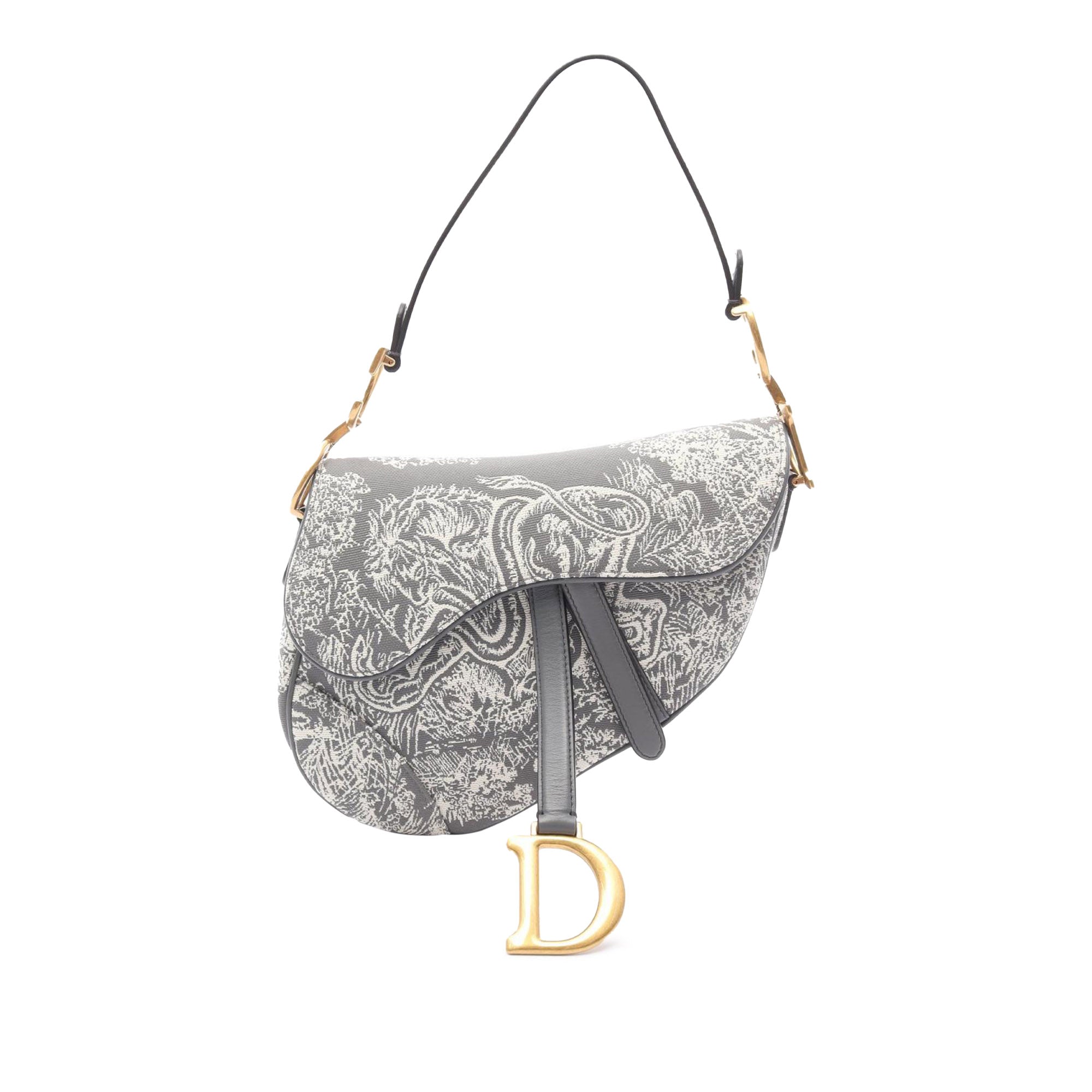 Dior Canvas Embroidered Reverse Toile De Jouy Saddle Bag - image 1