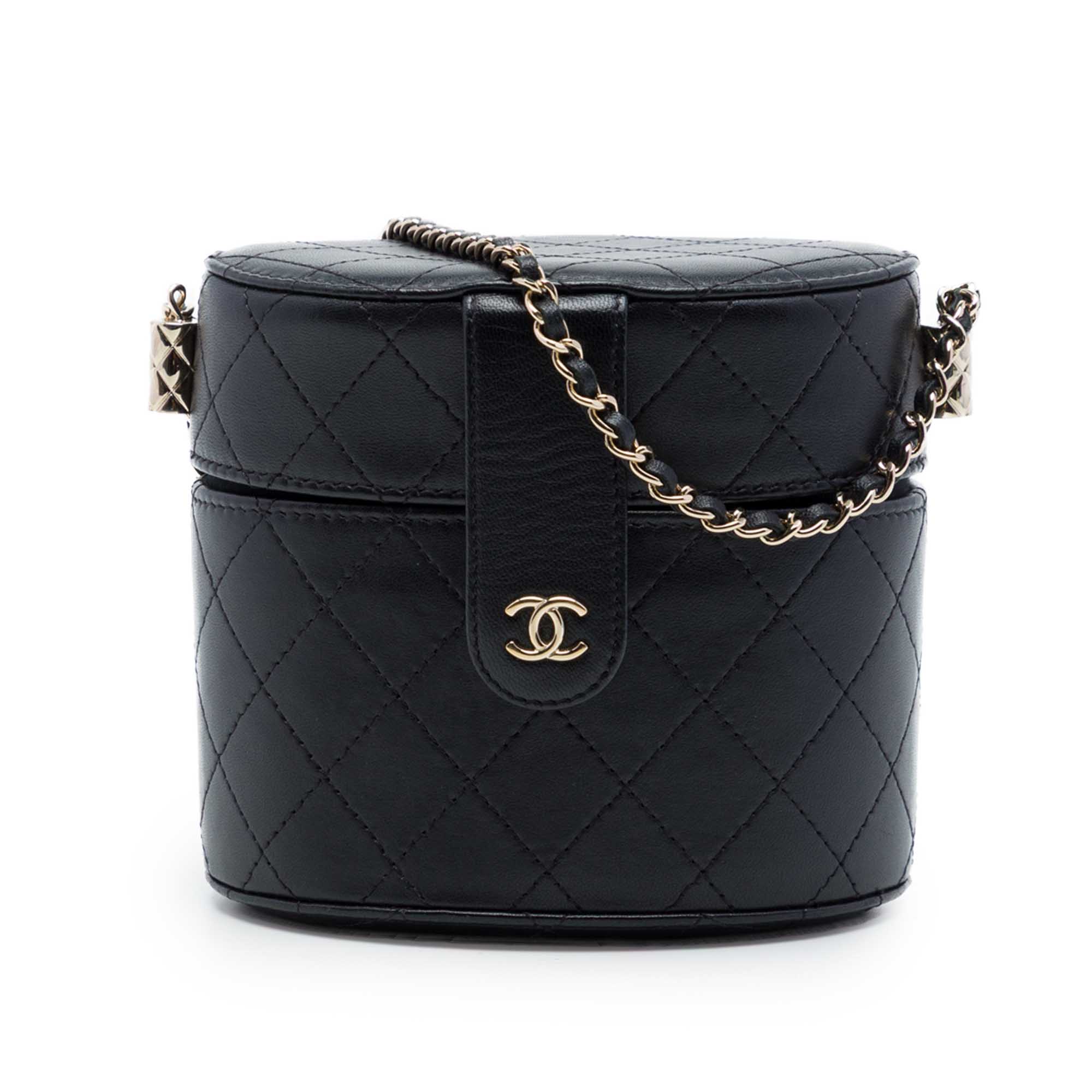 Chanel CC Quilted Lambskin Round Vanity Clutch With Chain - image 1