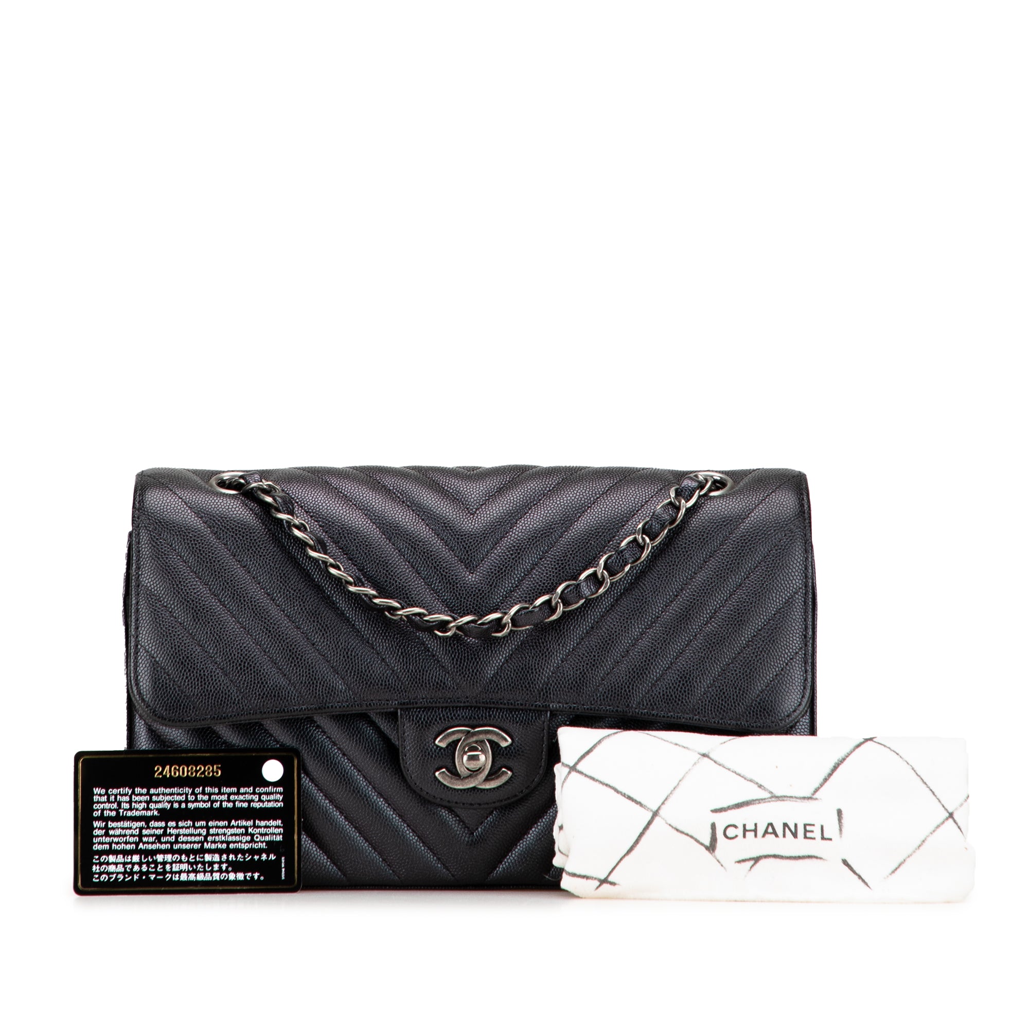 Chanel Medium Classic Chevron Caviar Double Flap - image 10