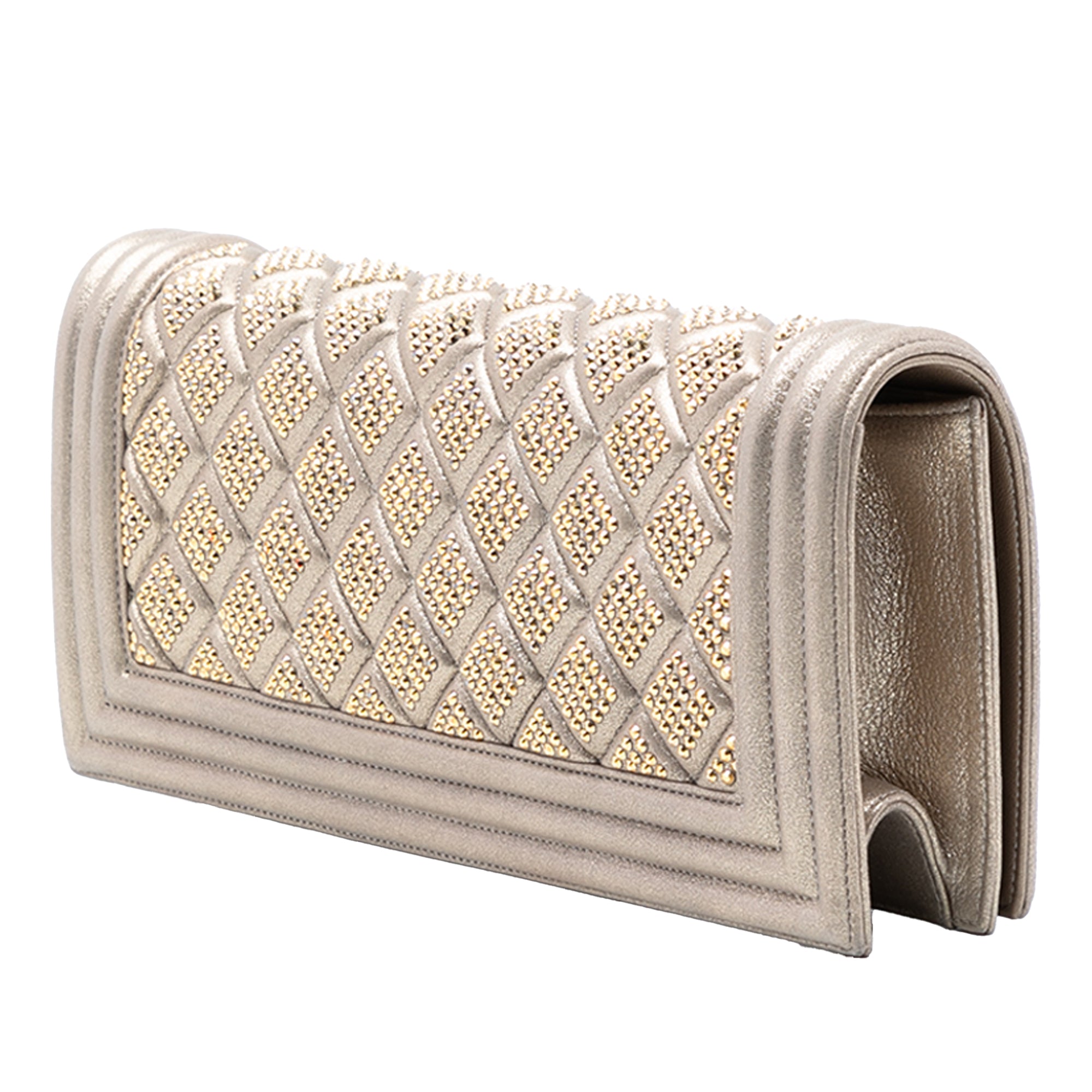 Chanel Quilted Lambskin Studded Boy Flap Clutch - image 2
