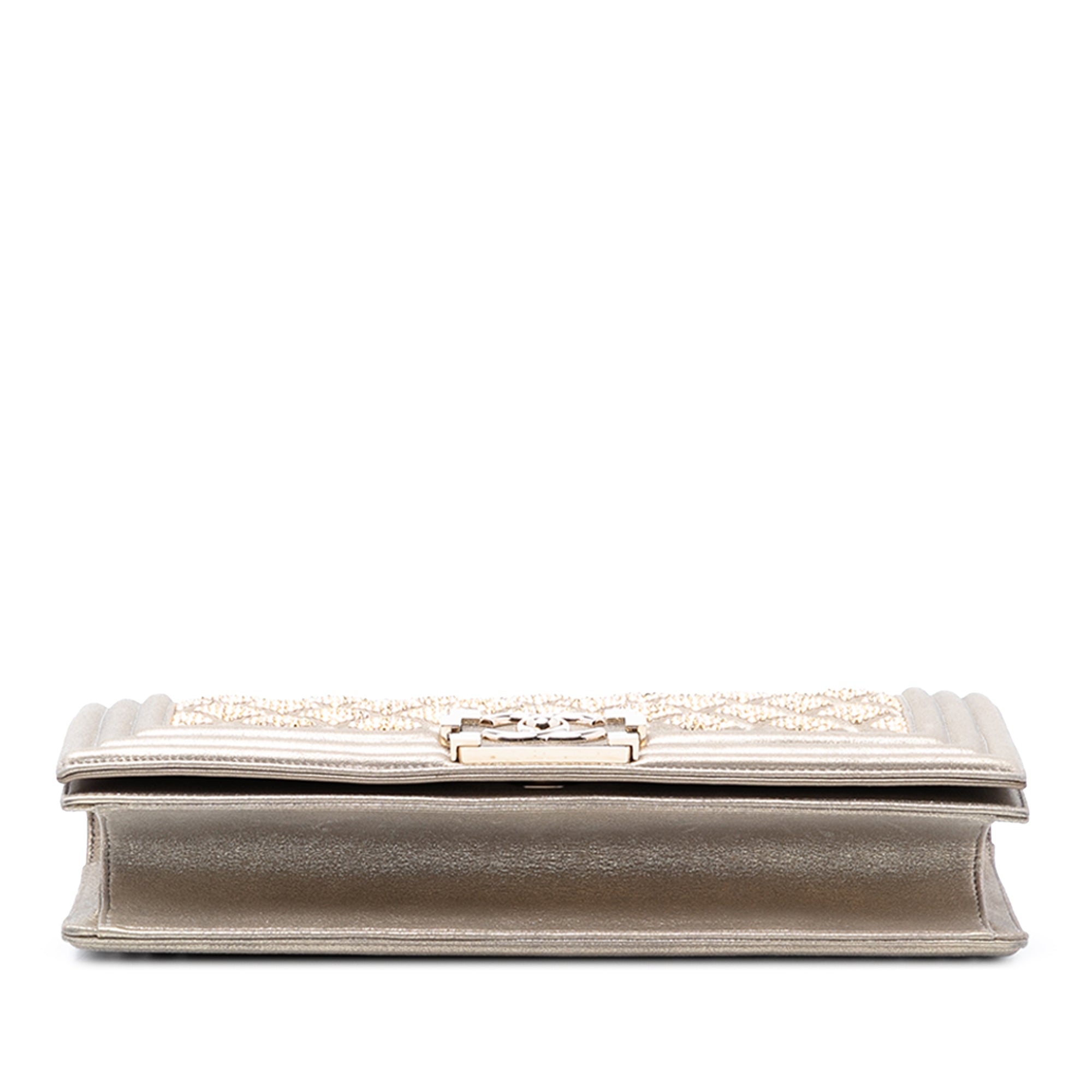 Chanel Quilted Lambskin Studded Boy Flap Clutch - image 3