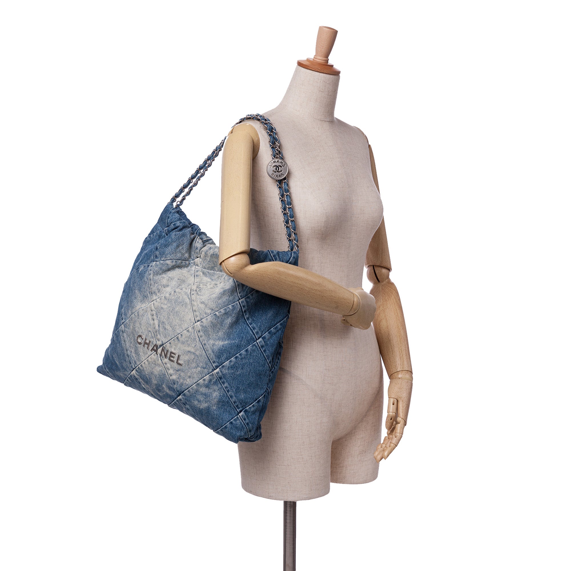 Chanel Small Quilted Denim 22 Handbag - image 9