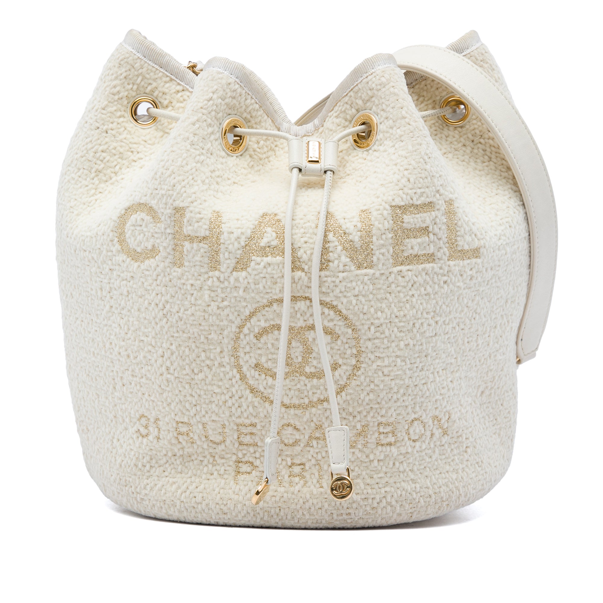 Chanel Small Tweed Deauville Drawstring Bucket Bag - image 1