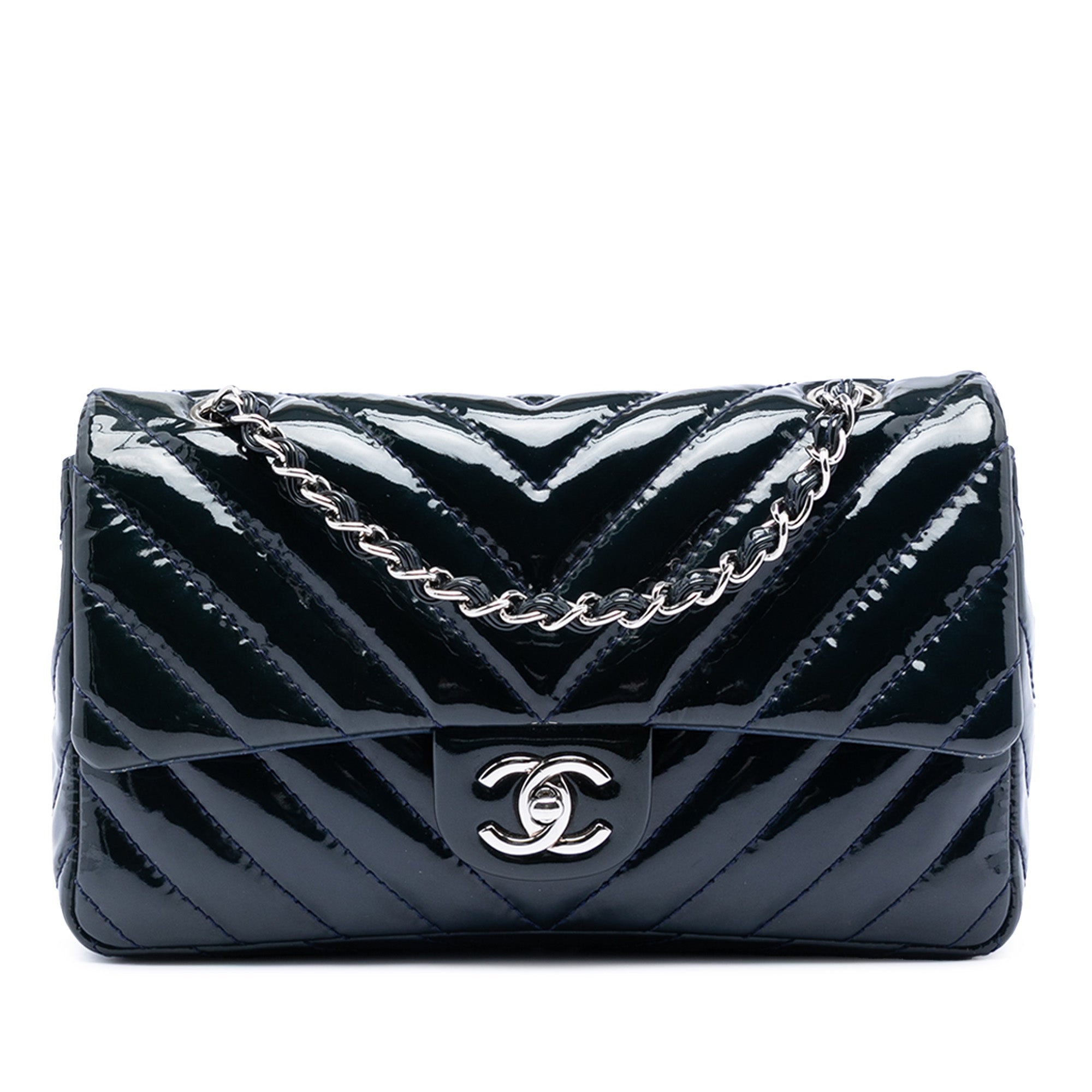 Chanel Small Classic Chevron Patent Single Flap - image 2