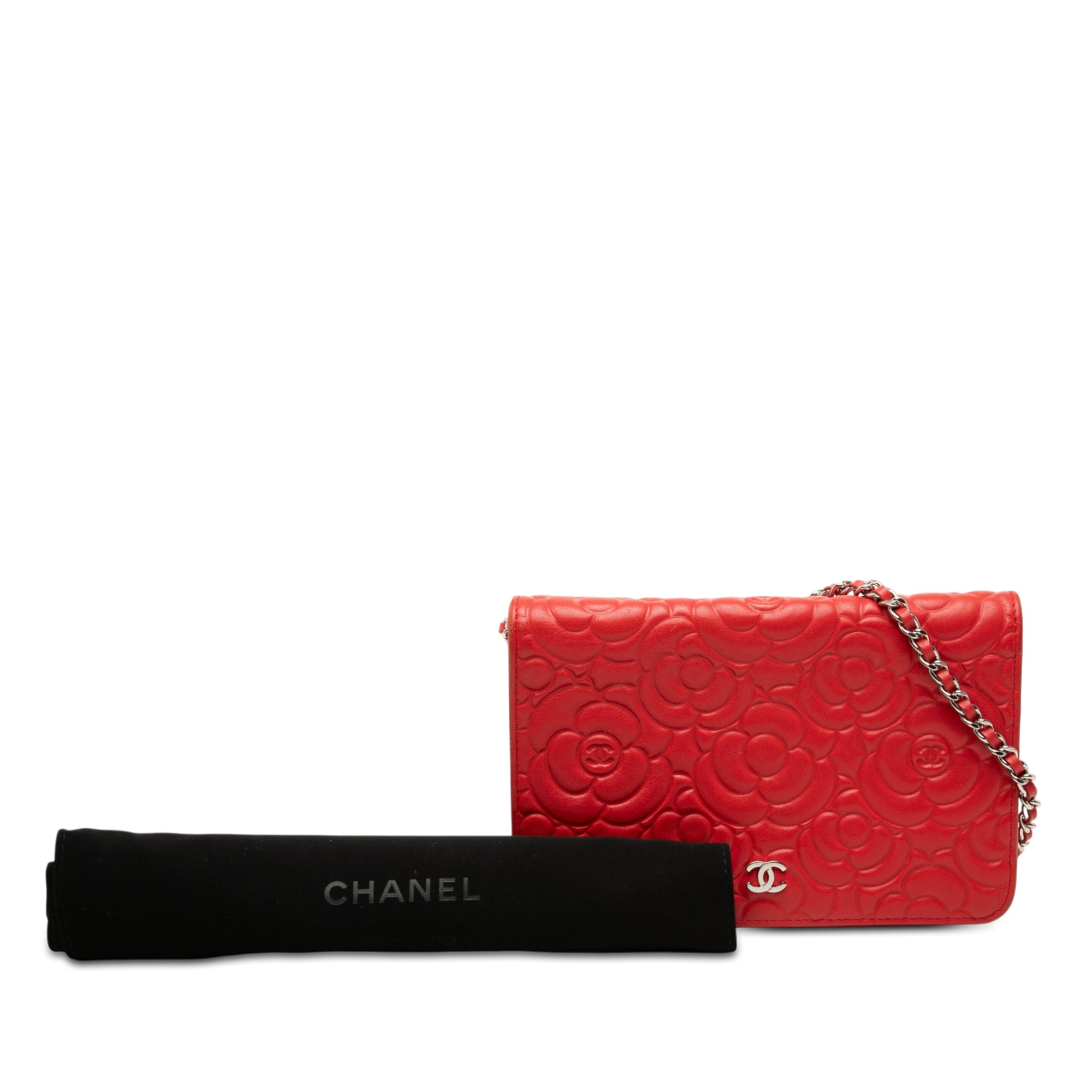 Chanel CC Embossed Lambskin Camellia Wallet On Chain - image 8